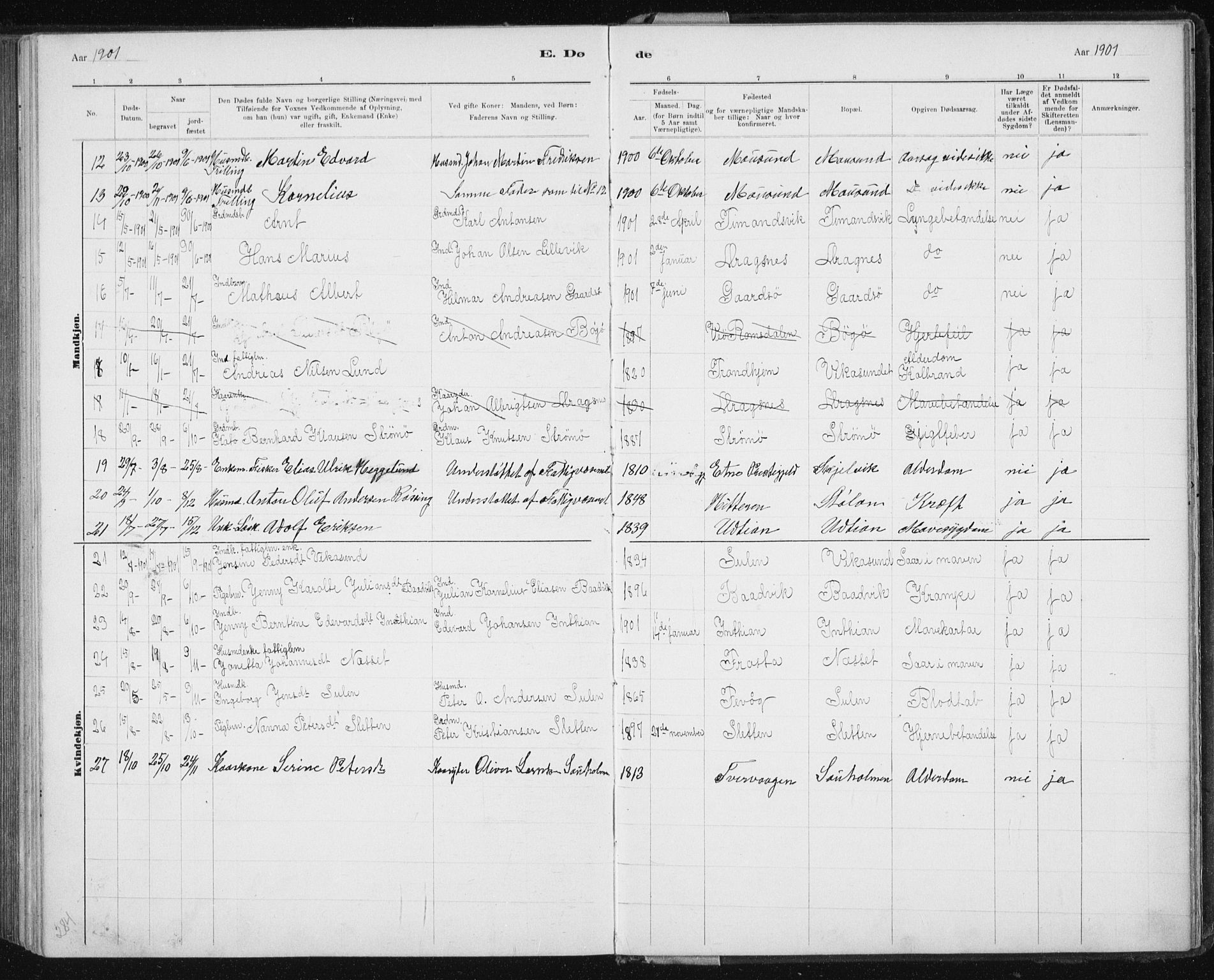 Ministerialprotokoller, klokkerbøker og fødselsregistre - Sør-Trøndelag, AV/SAT-A-1456/640/L0586: Parish register (copy) no. 640C03b, 1891-1908