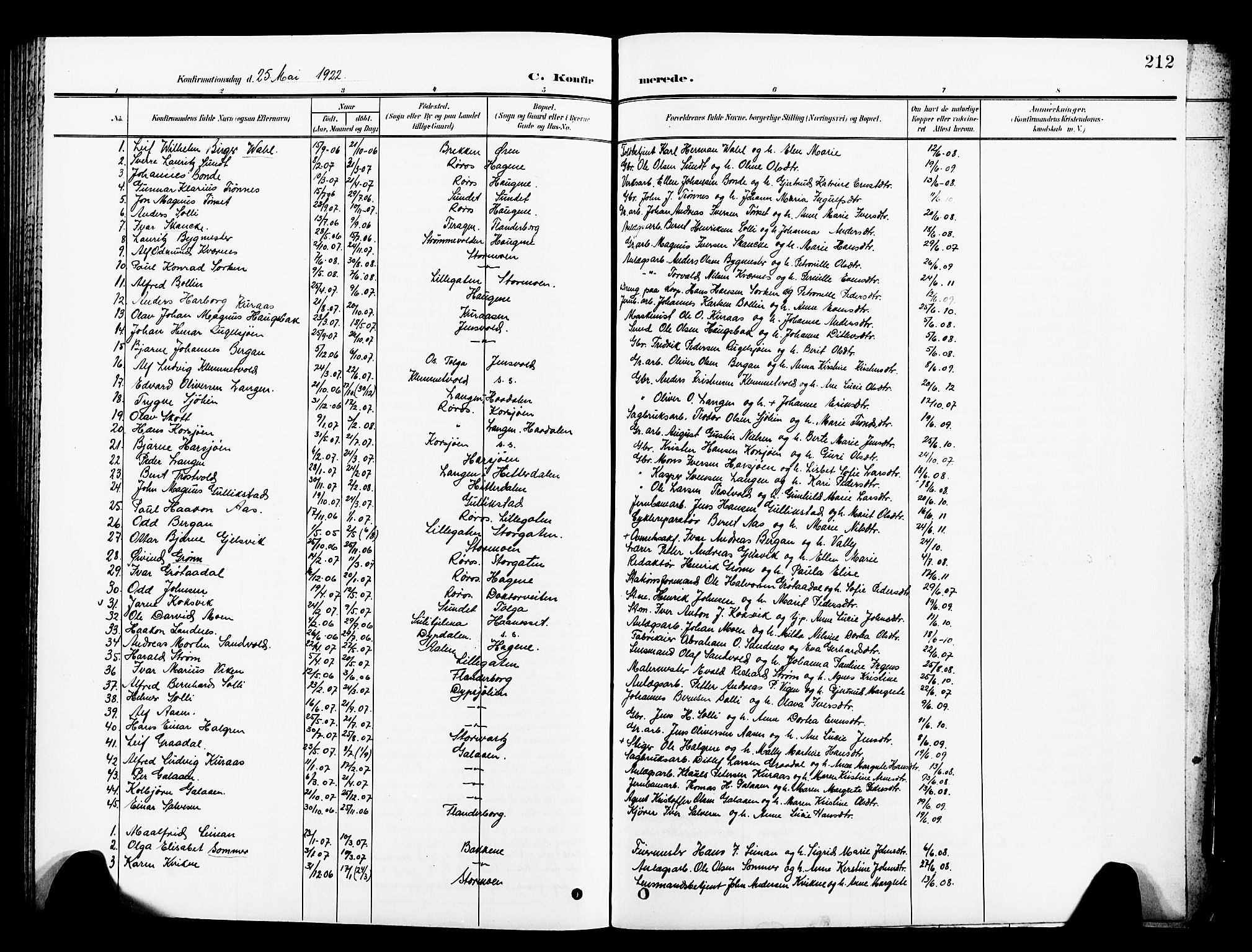 Ministerialprotokoller, klokkerbøker og fødselsregistre - Sør-Trøndelag, SAT/A-1456/681/L0942: Parish register (copy) no. 681C06, 1906-1925, p. 212