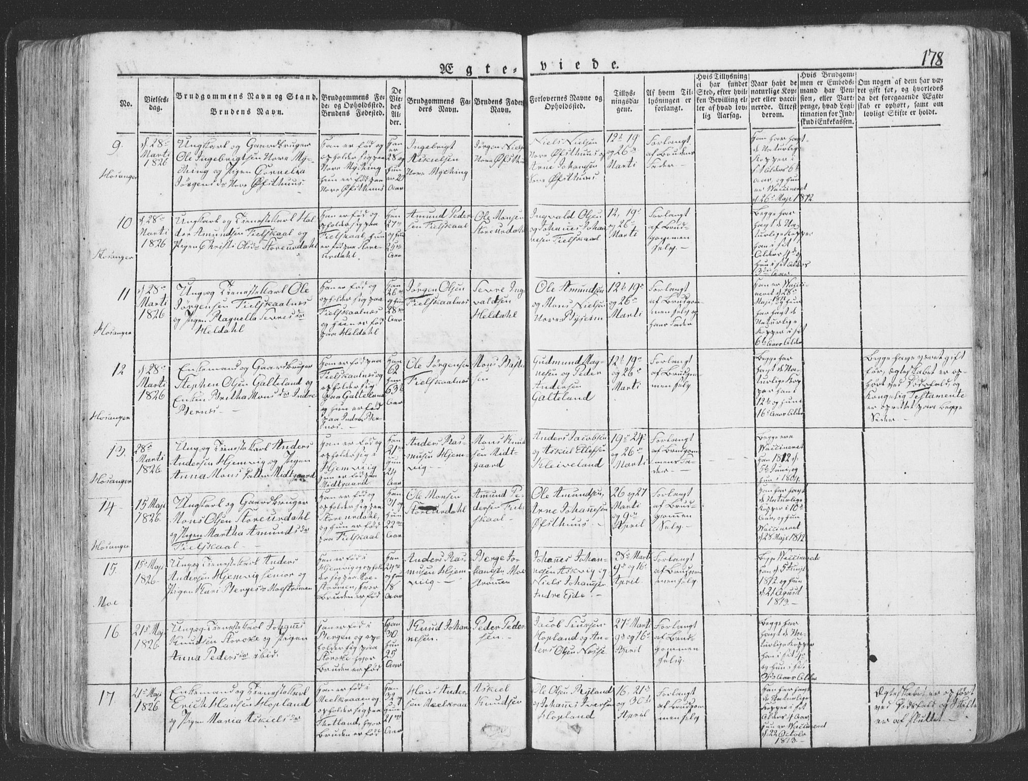 Hosanger sokneprestembete, AV/SAB-A-75801/H/Haa: Parish register (official) no. A 6, 1824-1835, p. 178