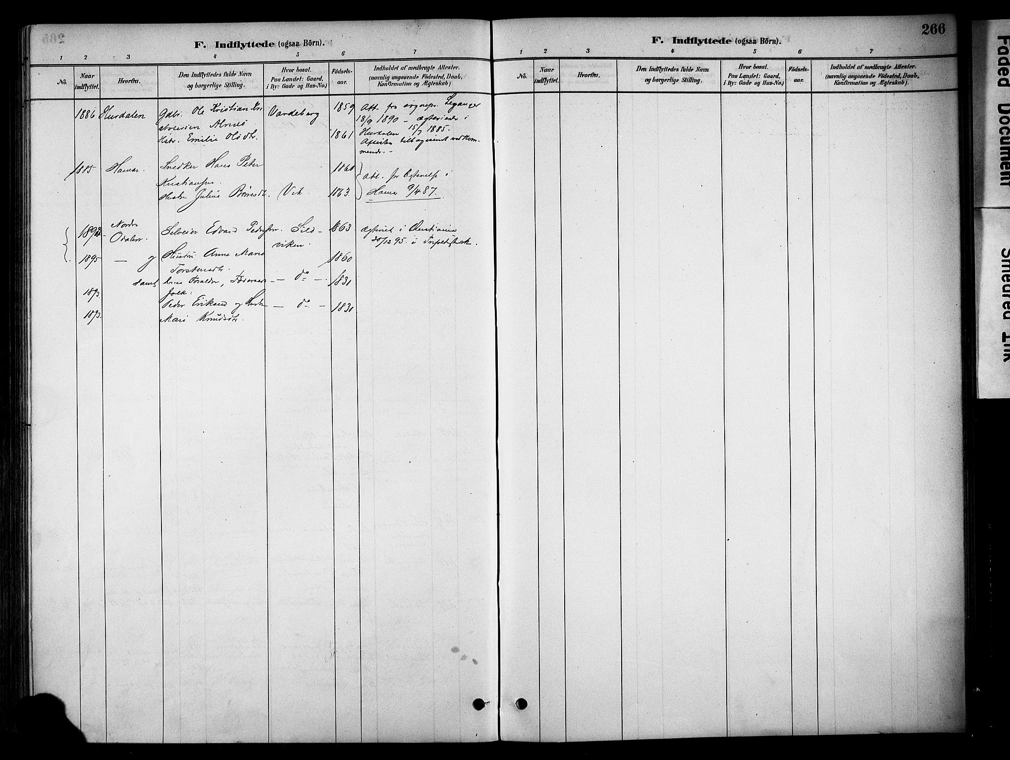 Stange prestekontor, SAH/PREST-002/K/L0018: Parish register (official) no. 18, 1880-1896, p. 266