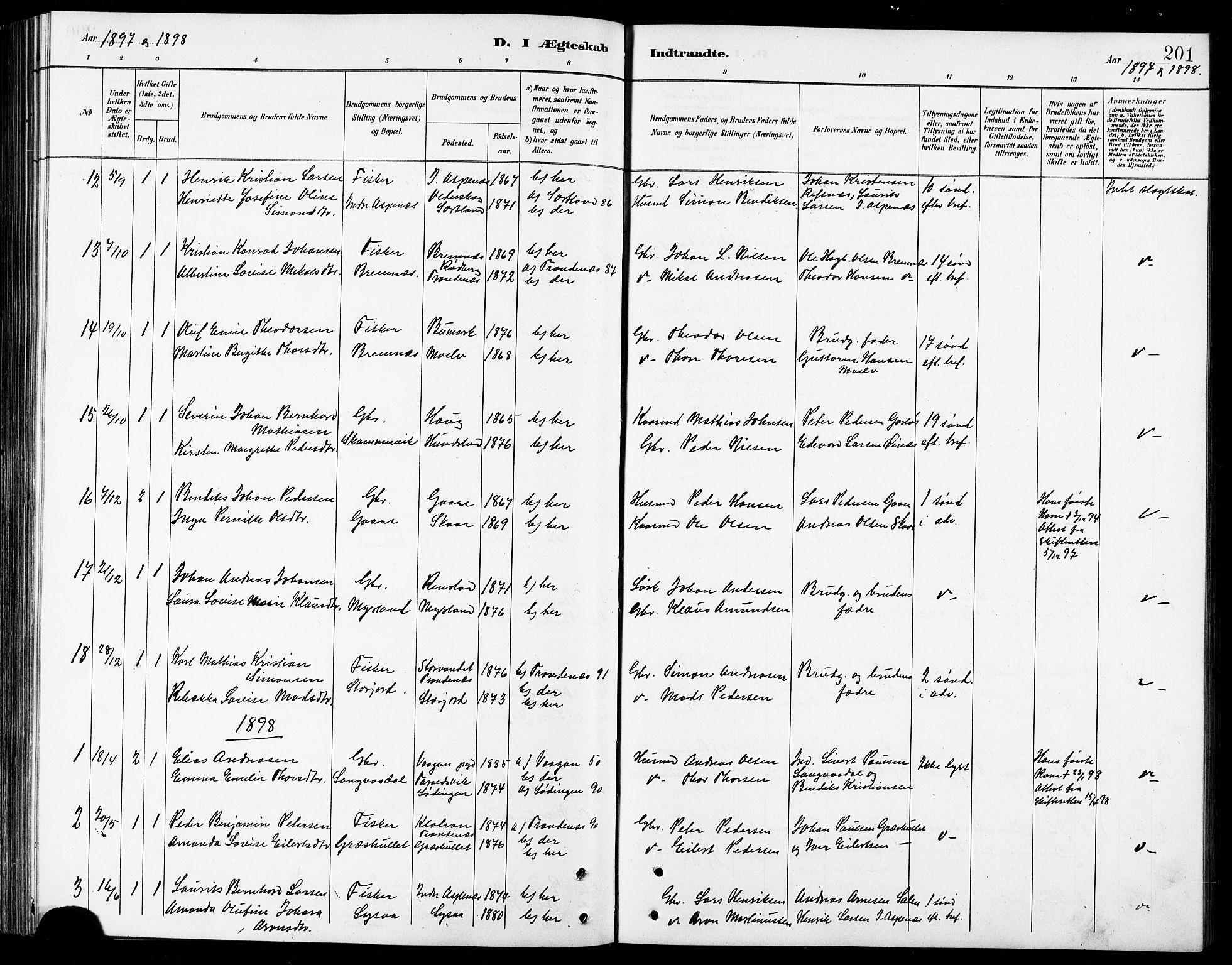 Kvæfjord sokneprestkontor, AV/SATØ-S-1323/G/Ga/Gab/L0005klokker: Parish register (copy) no. 5, 1886-1911, p. 201