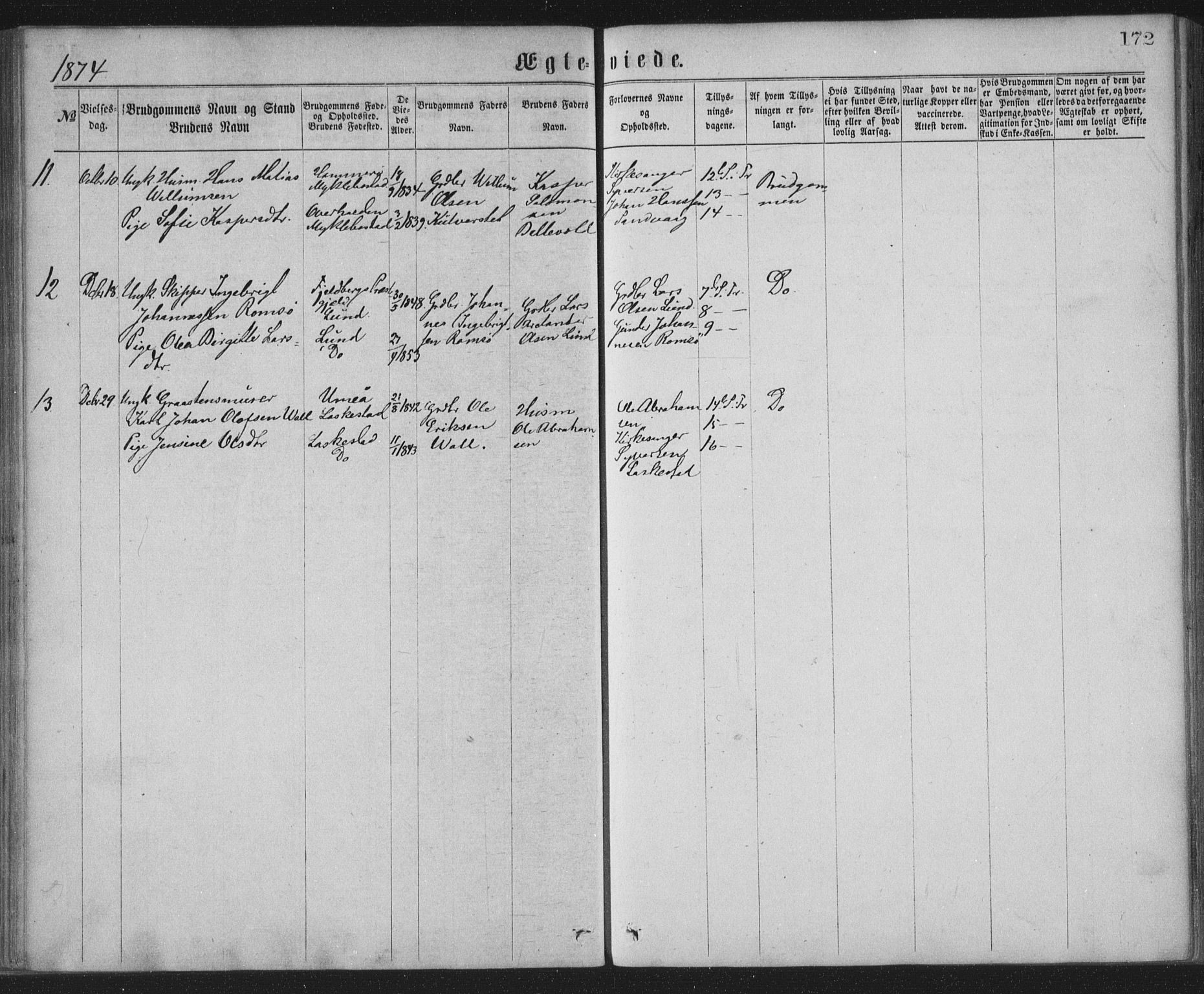 Ministerialprotokoller, klokkerbøker og fødselsregistre - Nordland, AV/SAT-A-1459/855/L0801: Parish register (official) no. 855A09, 1864-1874, p. 172