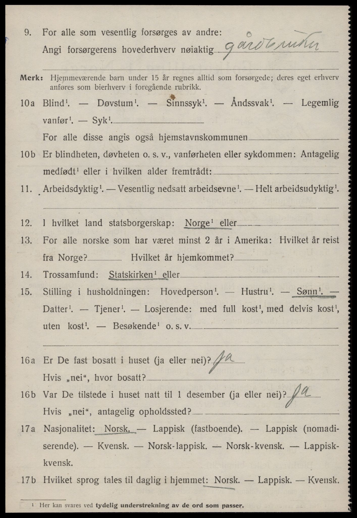 SAT, 1920 census for Rennebu, 1920, p. 5803