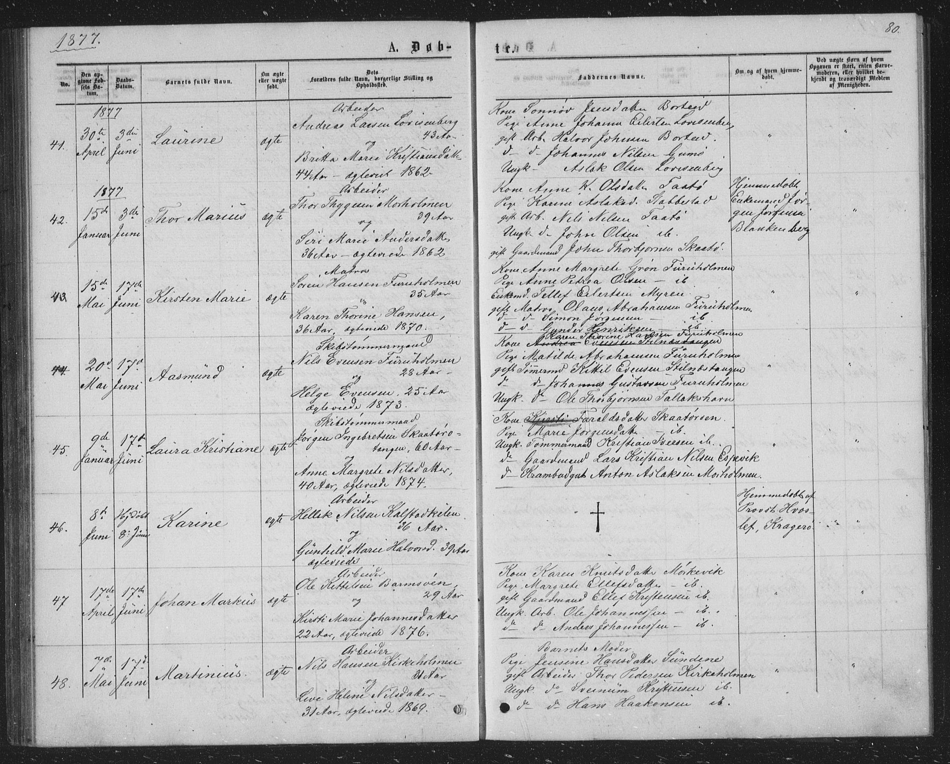 Skåtøy kirkebøker, AV/SAKO-A-304/G/Ga/L0002: Parish register (copy) no. I 2, 1872-1884, p. 80