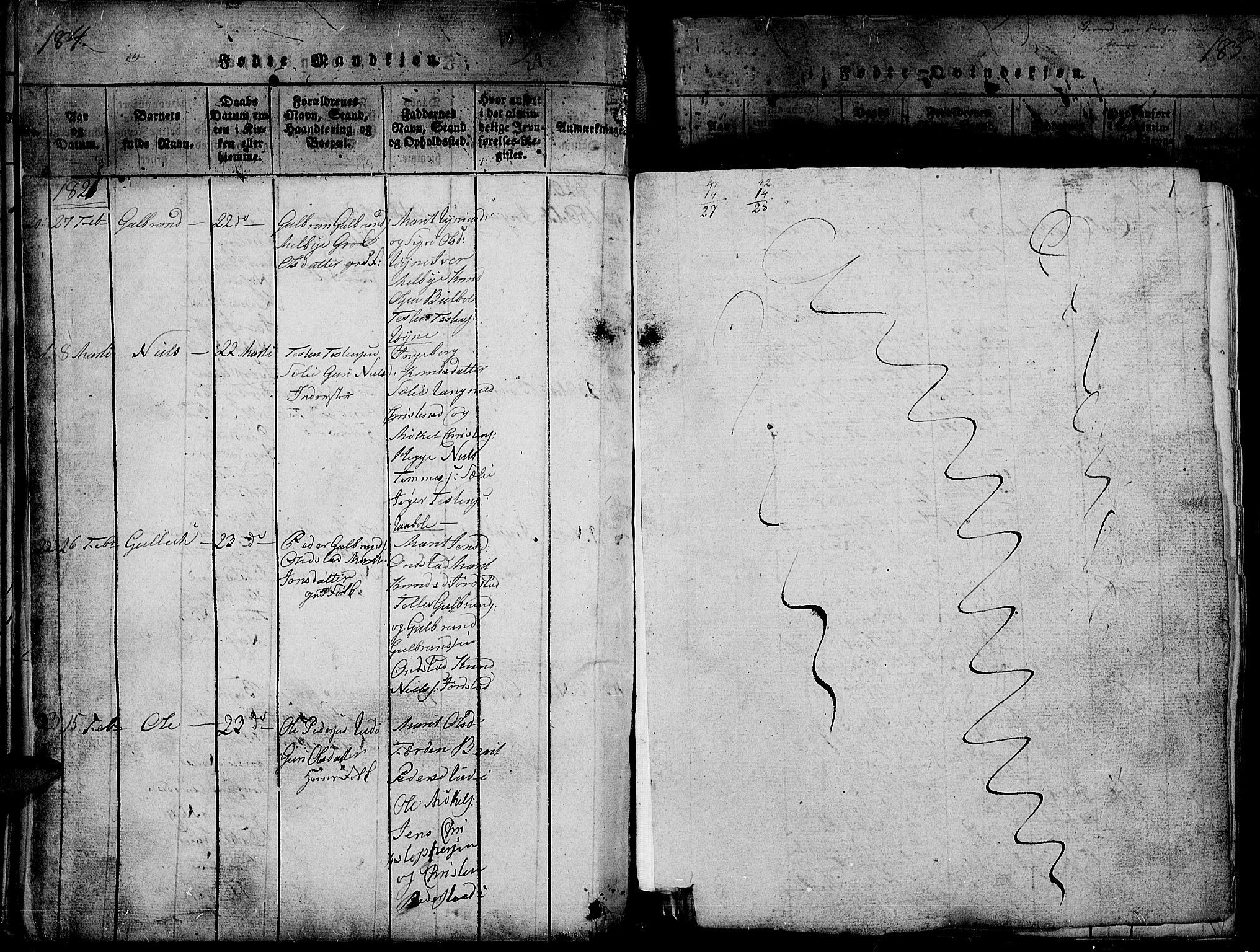 Slidre prestekontor, AV/SAH-PREST-134/H/Ha/Haa/L0002: Parish register (official) no. 2, 1814-1830, p. 184a