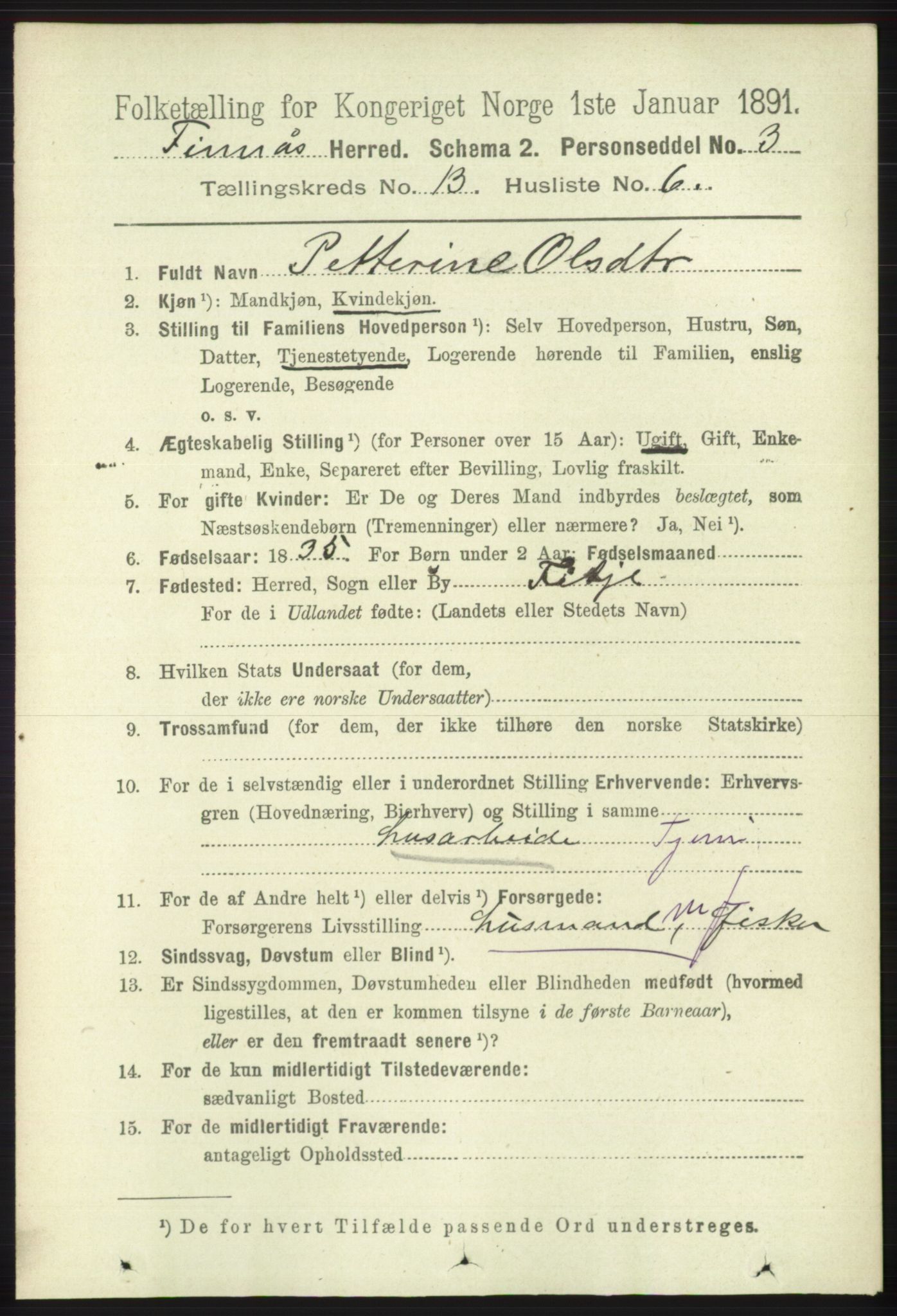 RA, 1891 census for 1218 Finnås, 1891, p. 5636
