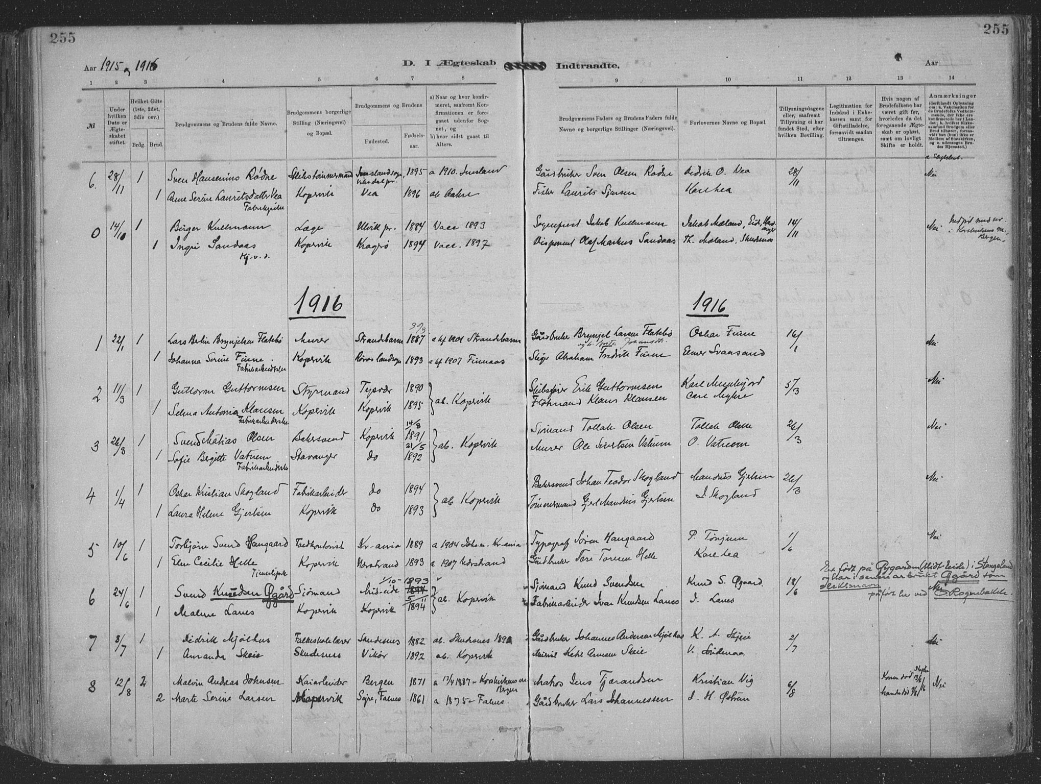 Kopervik sokneprestkontor, AV/SAST-A-101850/H/Ha/Haa/L0001: Parish register (official) no. A 1, 1880-1919, p. 255