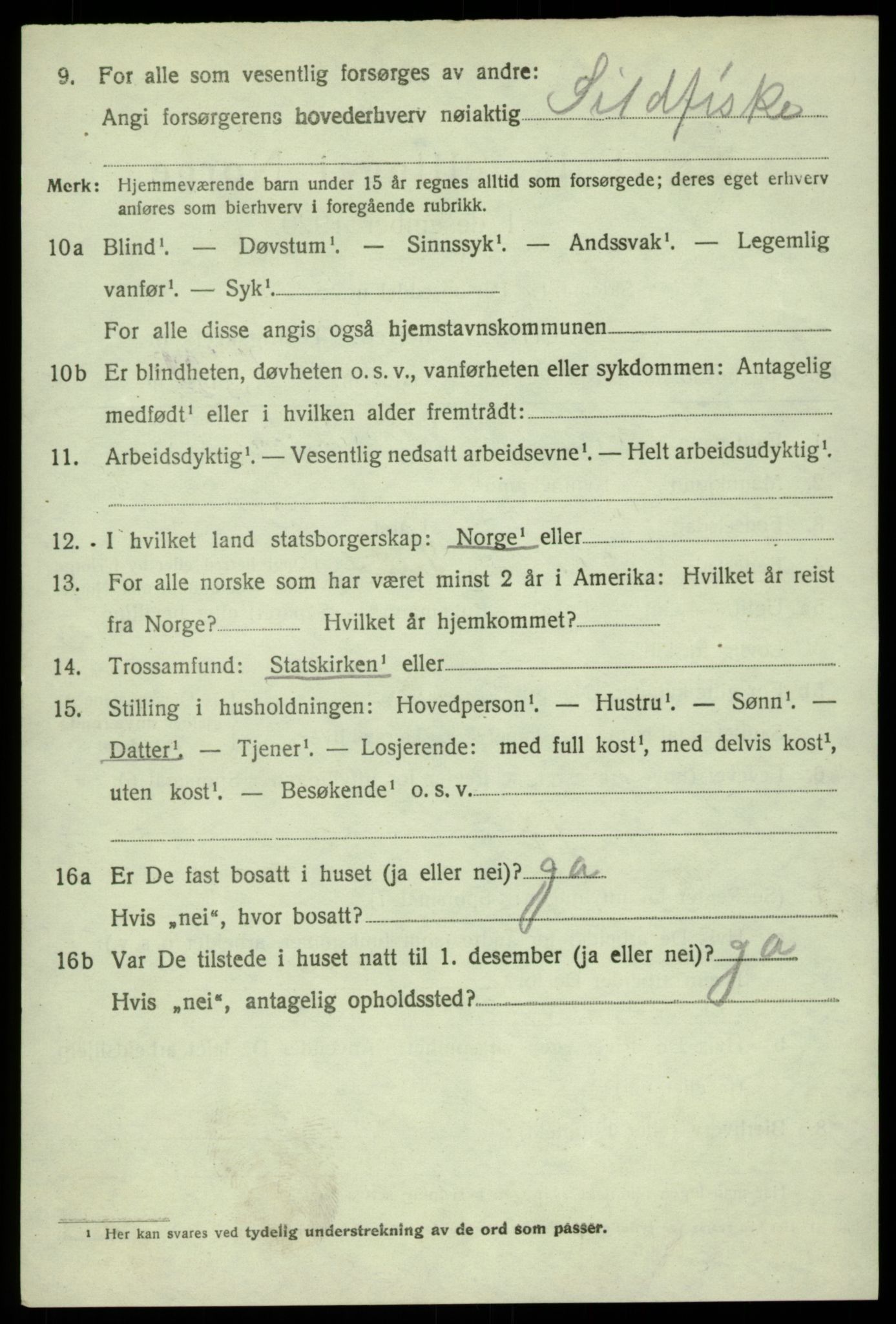 SAB, 1920 census for Sund, 1920, p. 3898