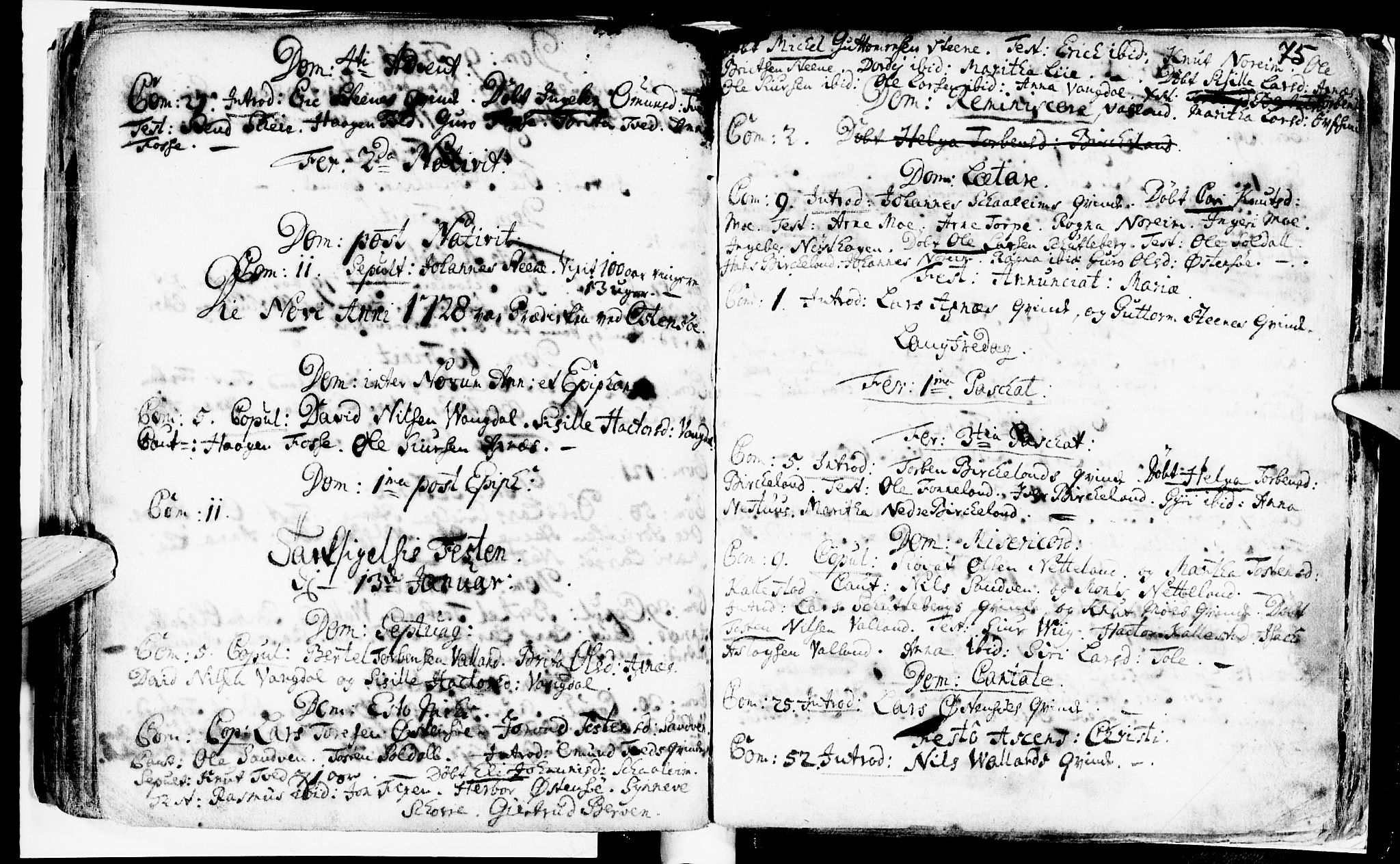 Kvam sokneprestembete, AV/SAB-A-76201/H/Haa: Parish register (official) no. A 2, 1696-1741, p. 75