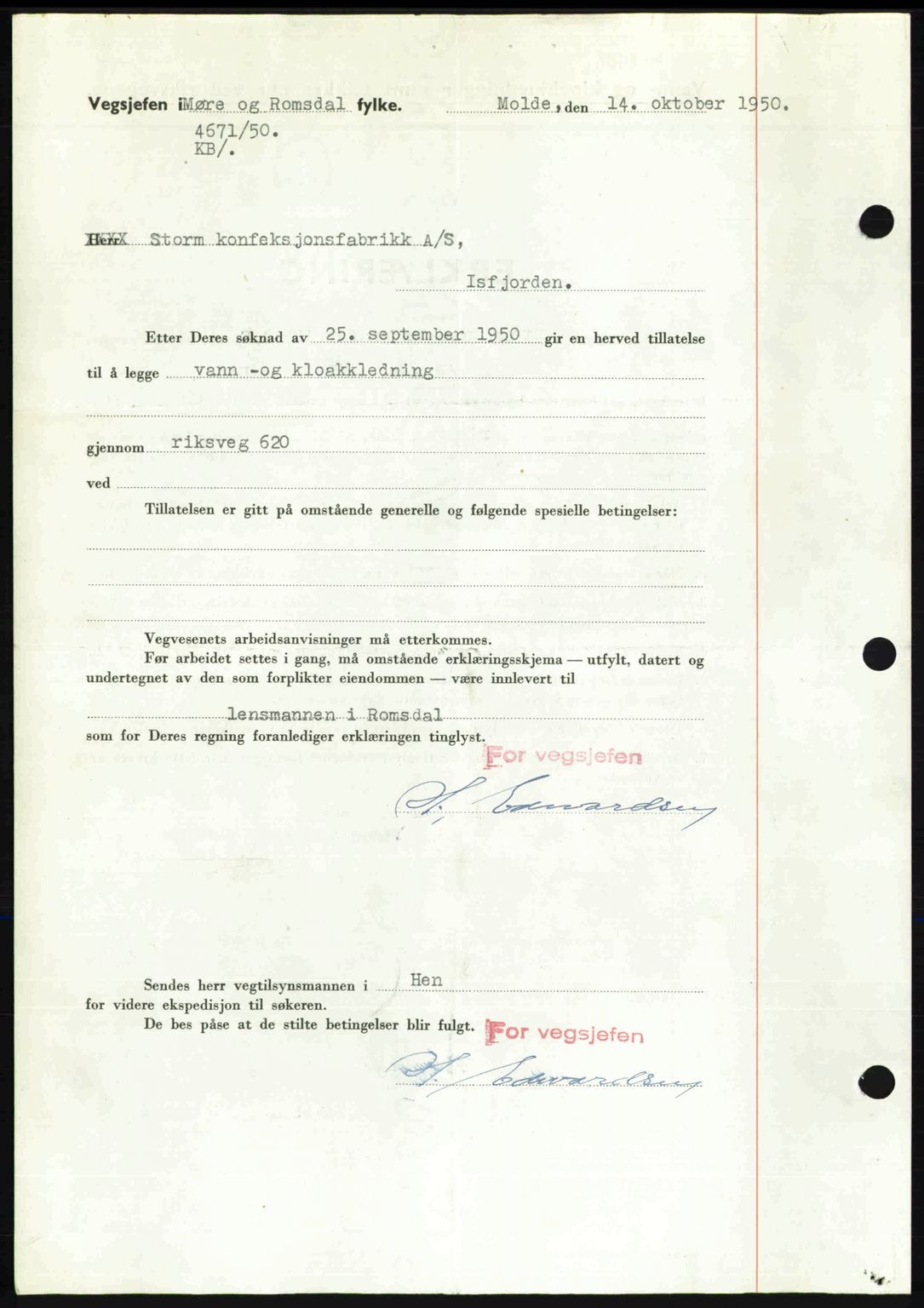 Romsdal sorenskriveri, AV/SAT-A-4149/1/2/2C: Mortgage book no. A34, 1950-1950, Diary no: : 3705/1950