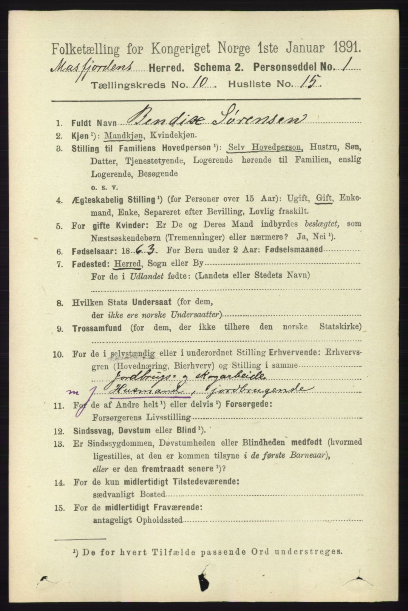 RA, 1891 census for 1266 Masfjorden, 1891, p. 2123