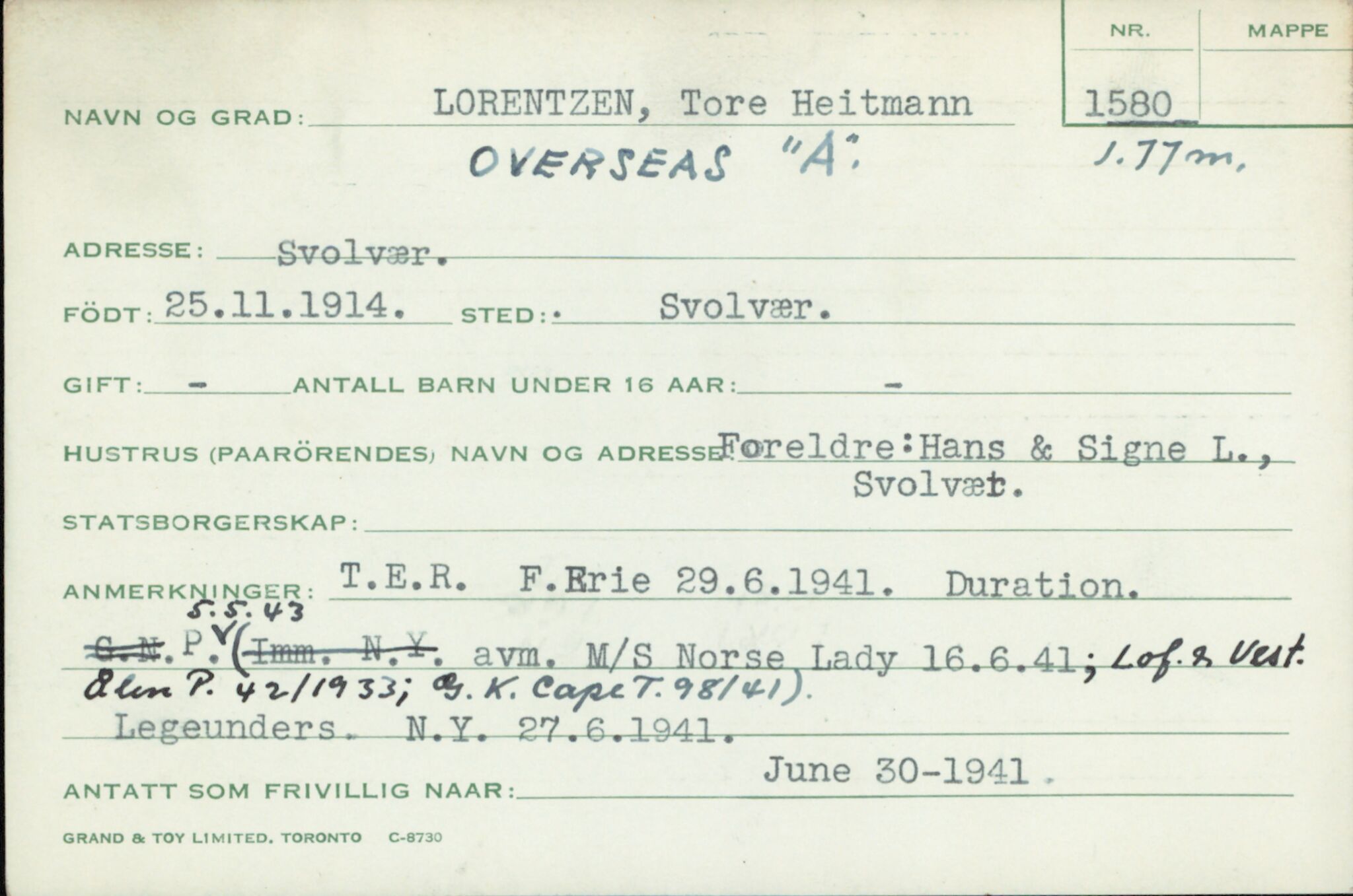 Forsvaret, Forsvarets overkommando/Luftforsvarsstaben, AV/RA-RAFA-4079/P/Pa/L0037: Personellpapirer, 1914, p. 69