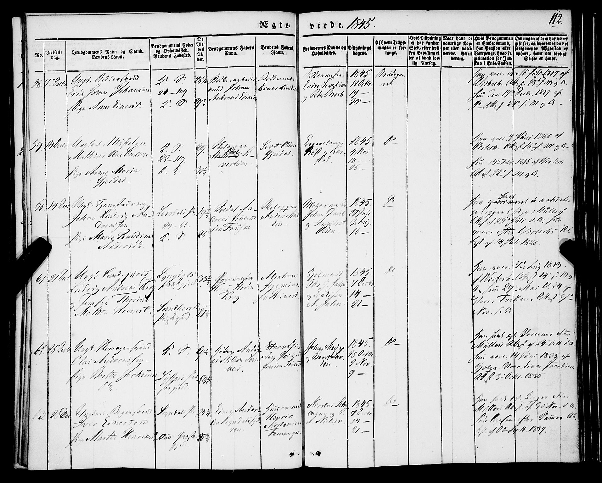 Korskirken sokneprestembete, SAB/A-76101/H/Haa/L0034: Parish register (official) no. D 1, 1832-1852, p. 112