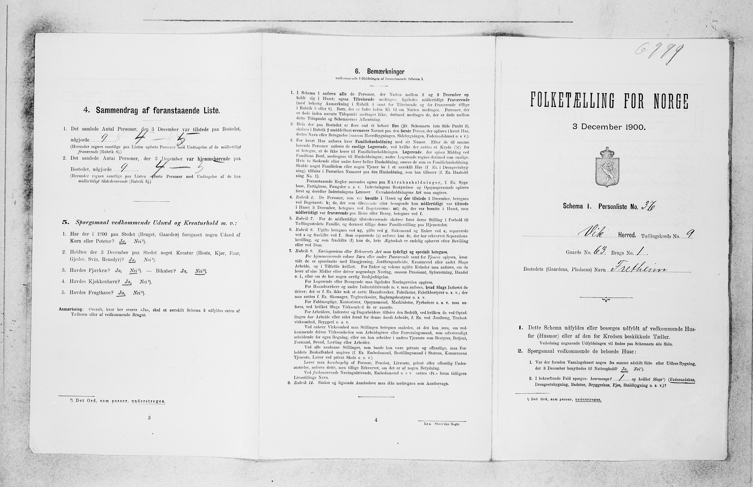 SAB, 1900 census for Vik, 1900, p. 994