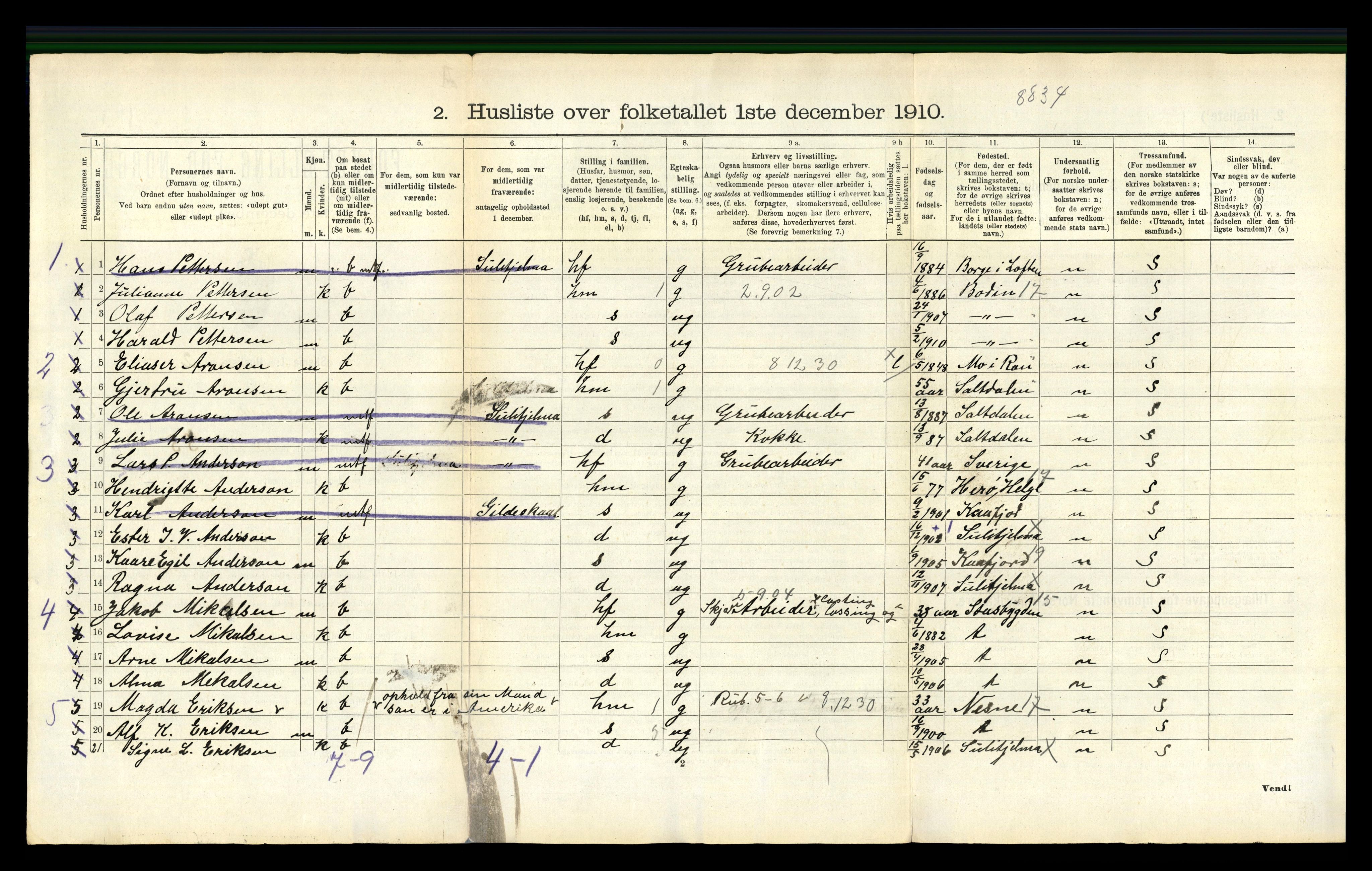 RA, 1910 census for Fauske, 1910, p. 917