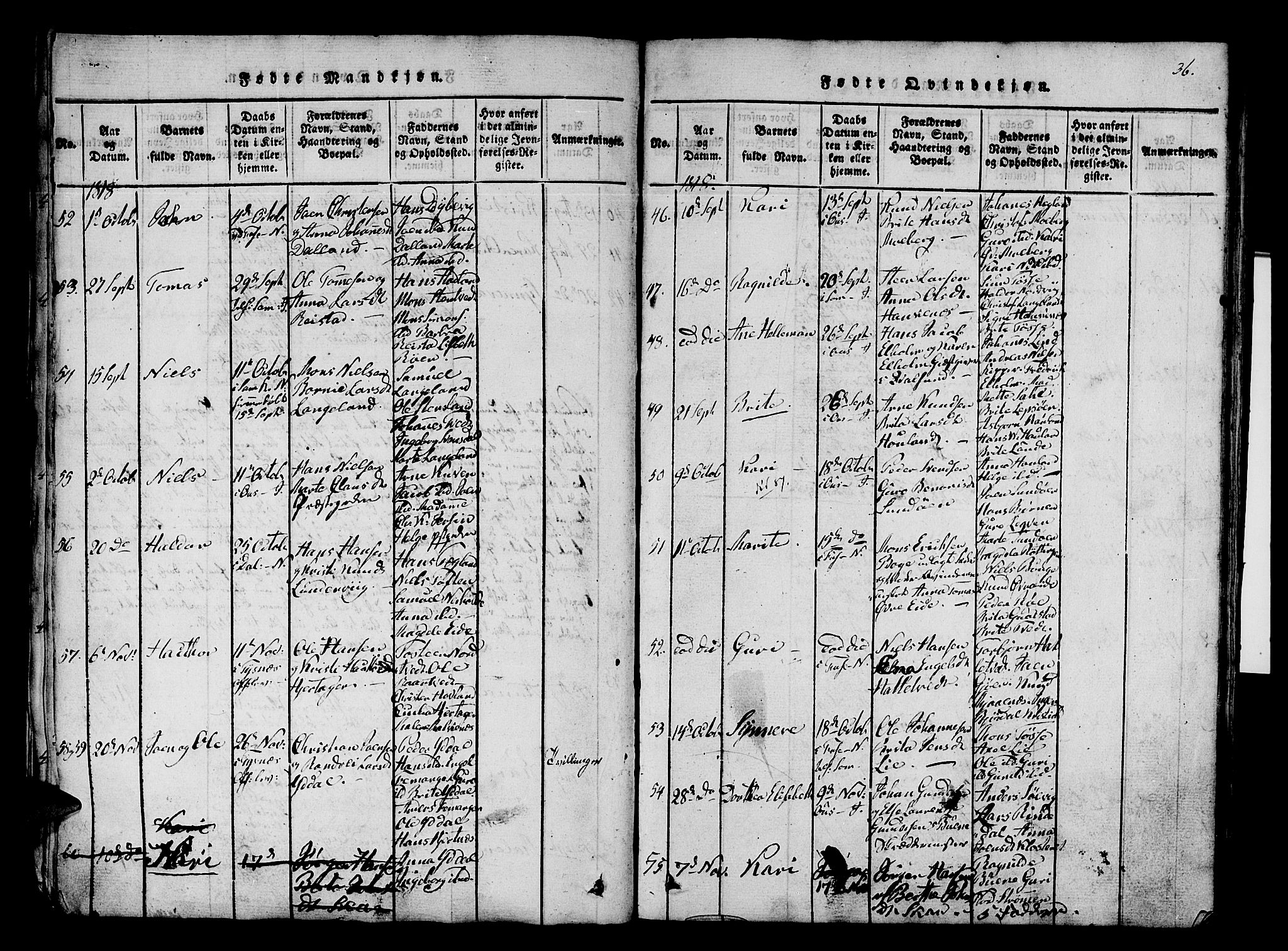 Os sokneprestembete, SAB/A-99929: Parish register (official) no. A 12, 1816-1825, p. 36
