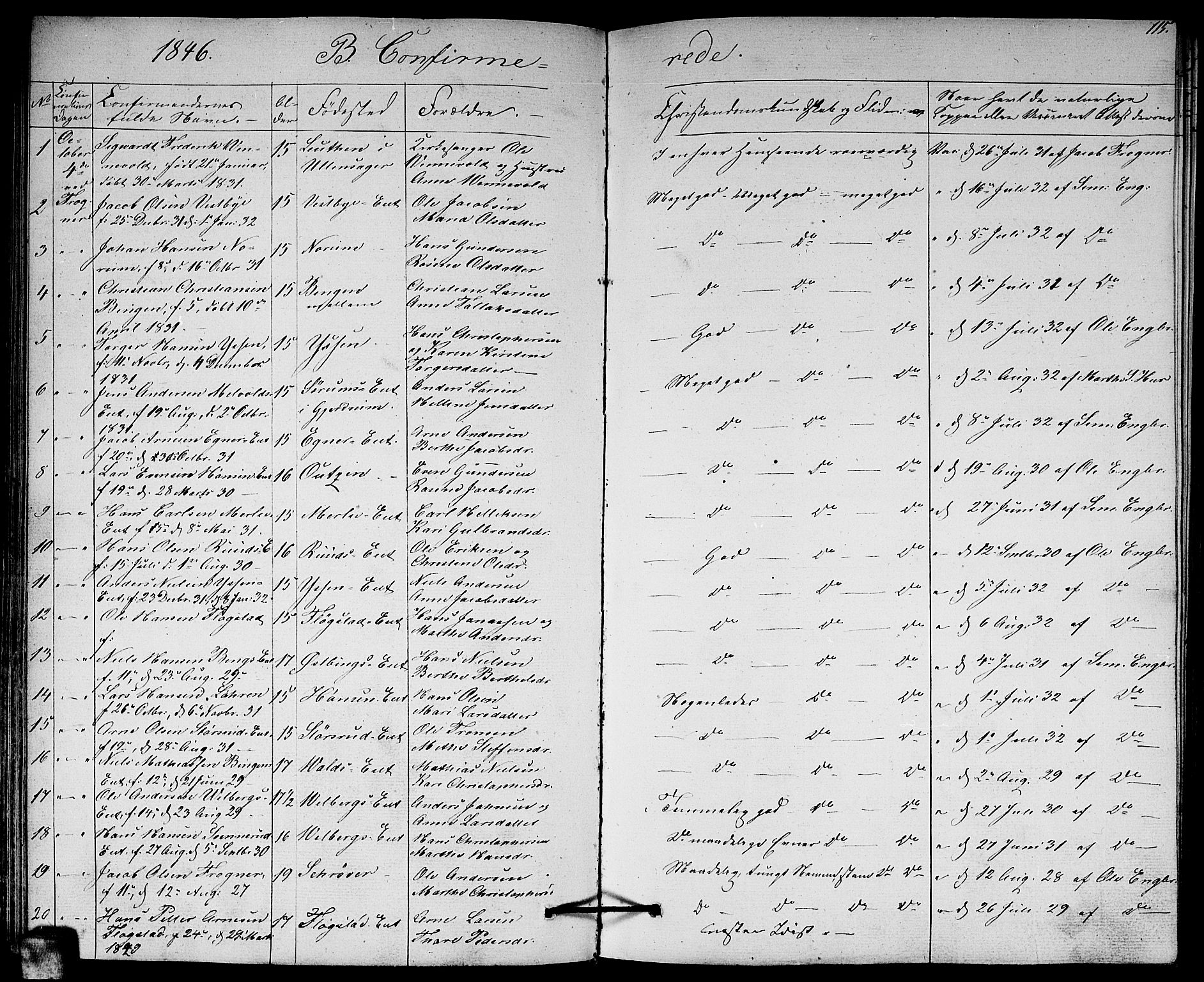 Sørum prestekontor Kirkebøker, SAO/A-10303/G/Ga/L0003: Parish register (copy) no. I 3, 1846-1863, p. 115