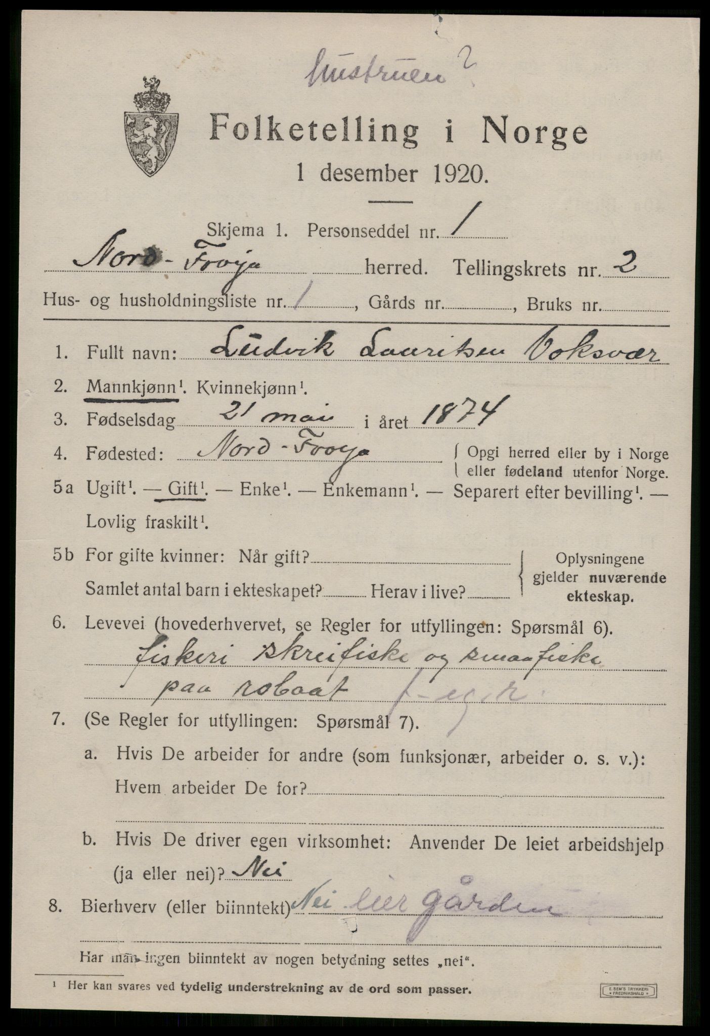 SAT, 1920 census for Nord-Frøya, 1920, p. 4557