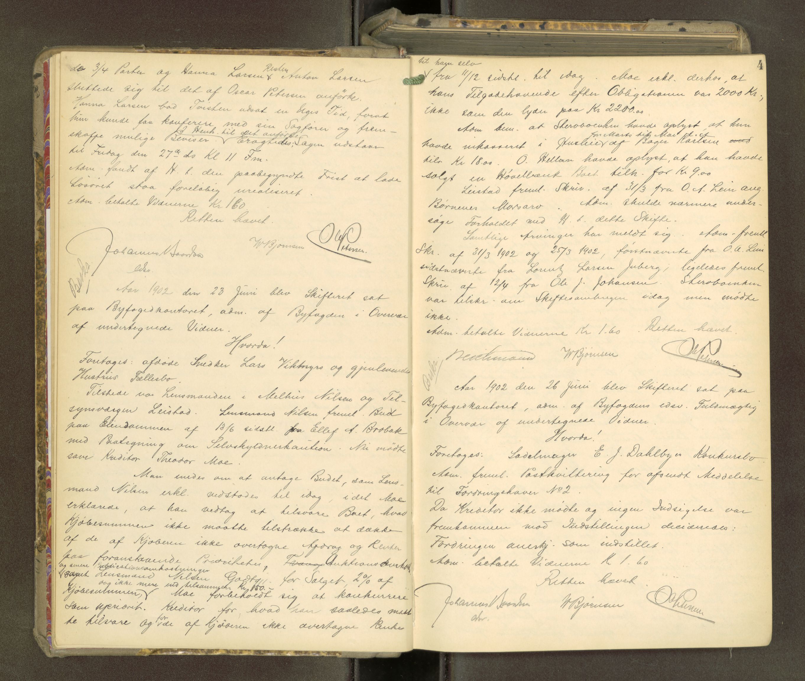 Trondheim byfogd, AV/SAT-A-0003/1/3/3B/L0014: Skiftebehandlingsprotokoll - 10/6-2/8. (u/ register) U, 1902-1905, p. 4