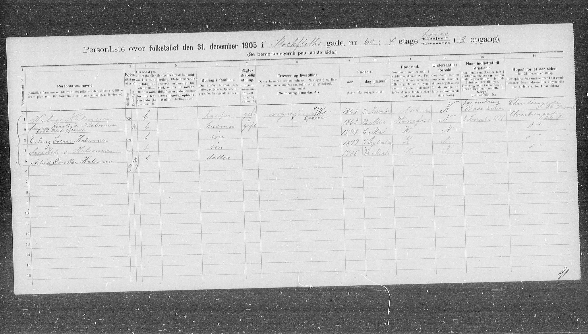 OBA, Municipal Census 1905 for Kristiania, 1905, p. 53503