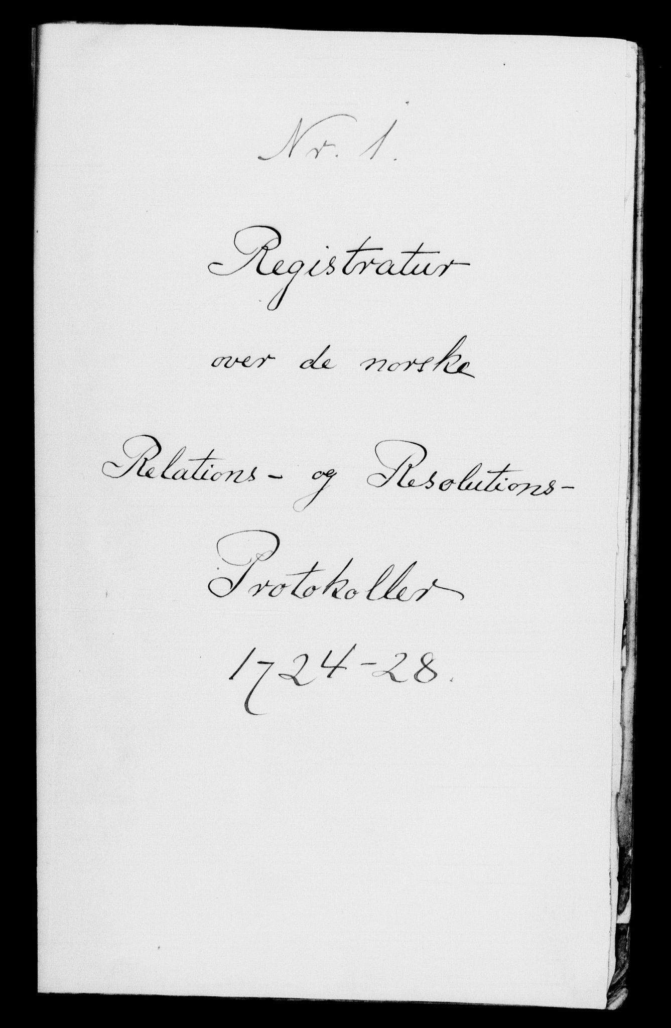 Rentekammeret, Kammerkanselliet, RA/EA-3111/G/Gf/Gfb/L0002: Register til norske relasjons- og resolusjonsprotokoller (merket RK 52.97), 1724-1728