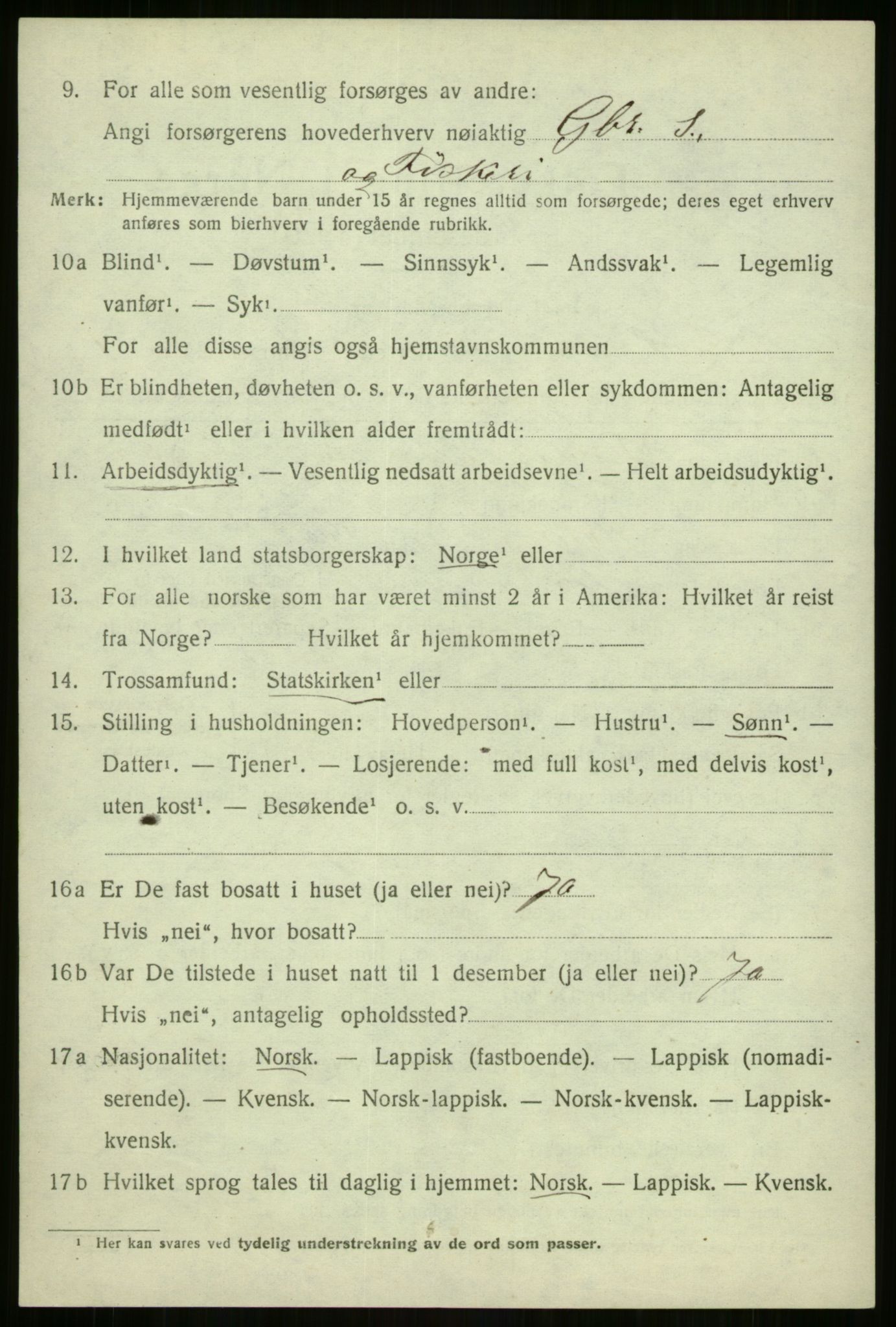 SATØ, 1920 census for Malangen, 1920, p. 1590