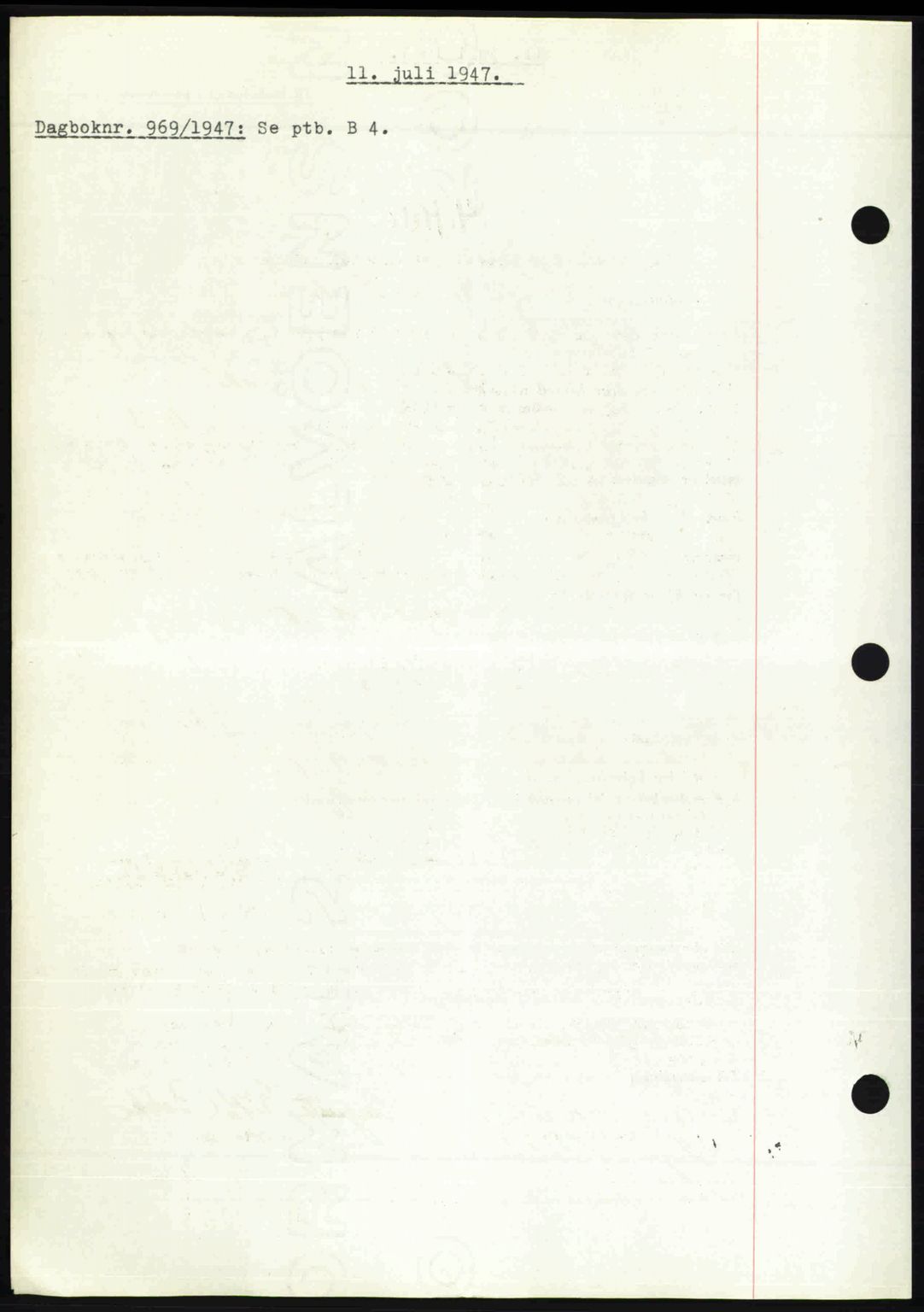 Nedenes sorenskriveri, SAK/1221-0006/G/Gb/Gba/L0057: Mortgage book no. A9, 1947-1947, Diary no: : 969/1947