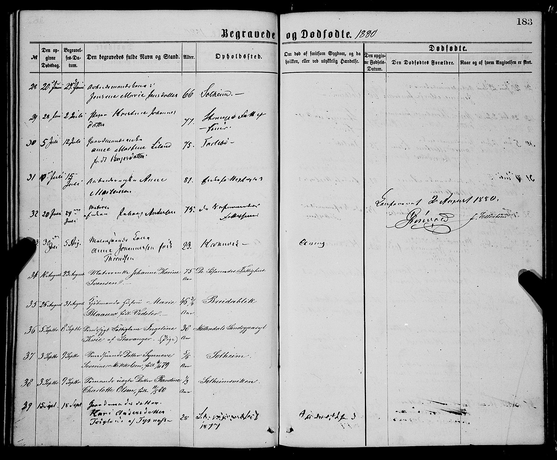 St. Jørgens hospital og Årstad sokneprestembete, AV/SAB-A-99934: Parish register (official) no. A 11, 1864-1886, p. 183