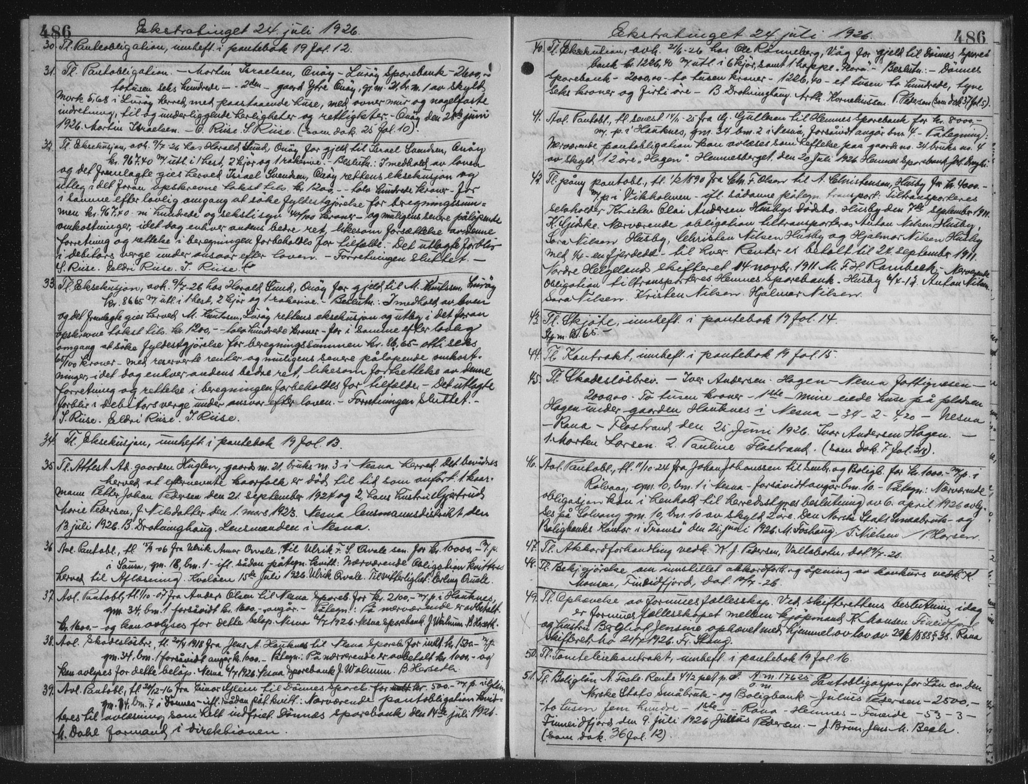 Rana sorenskriveri , AV/SAT-A-1108/1/2/2C/L0018: Mortgage book no. 18, 1923-1928, p. 486, Deed date: 24.07.1926