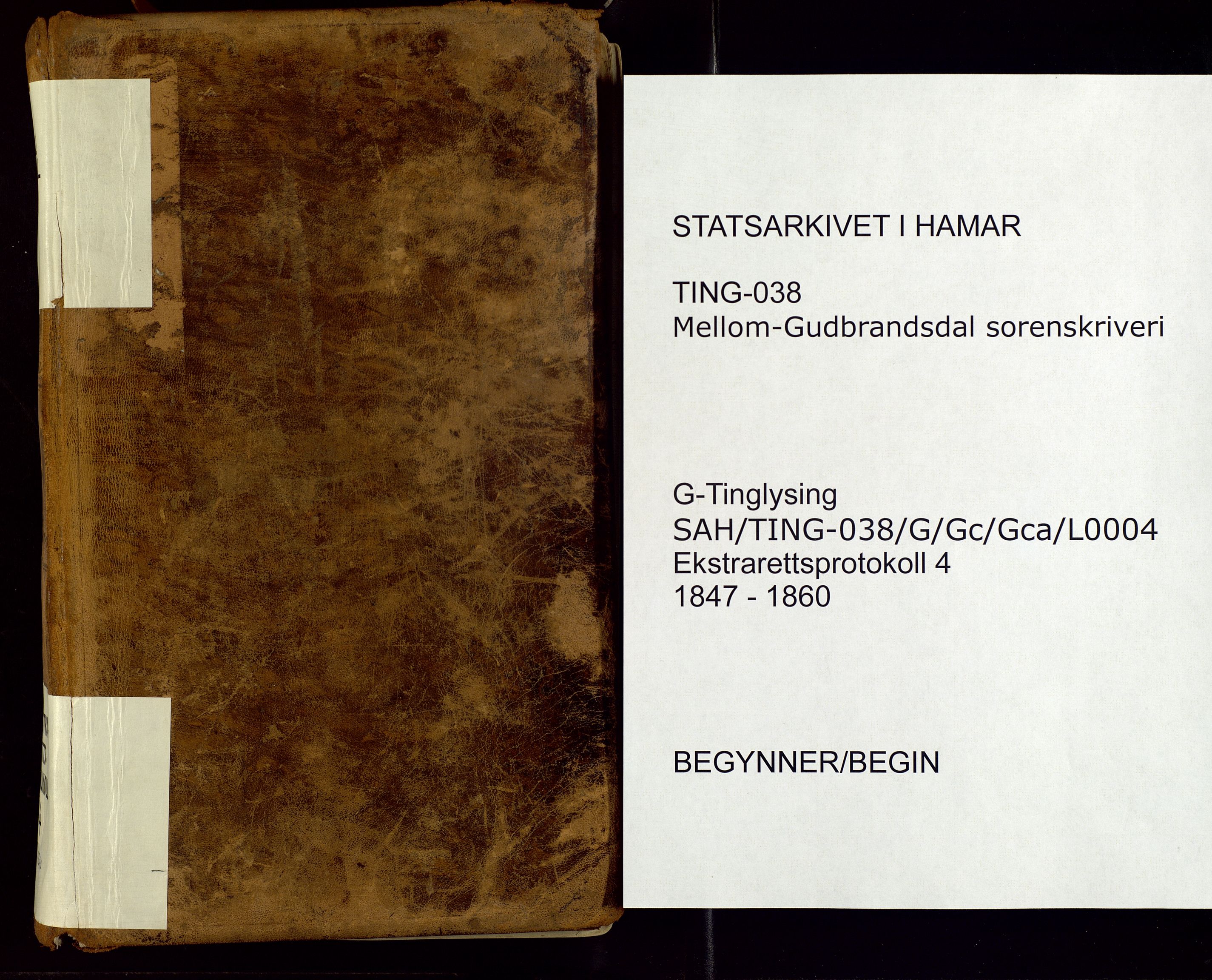 Mellom-Gudbrandsdal sorenskriveri, SAH/TING-038/G/Gc/Gca/L0004: Ekstrarettsprotokoll, 1847-1860