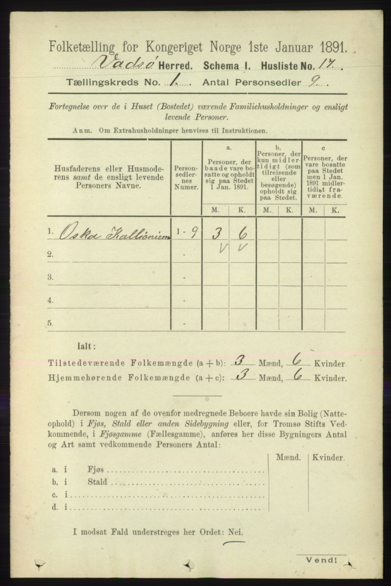 RA, 1891 census for 2029 Vadsø, 1891, p. 30