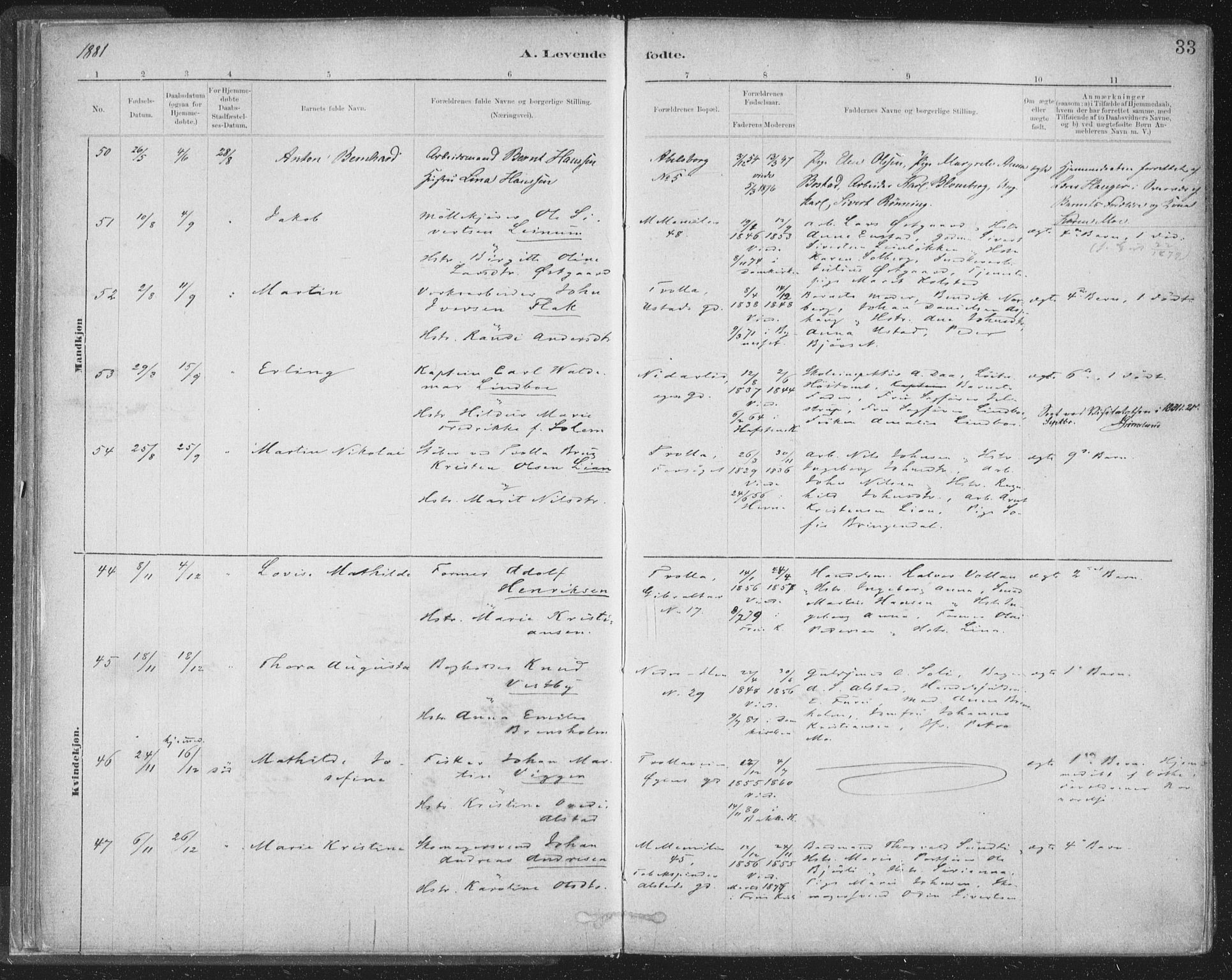 Ministerialprotokoller, klokkerbøker og fødselsregistre - Sør-Trøndelag, AV/SAT-A-1456/603/L0162: Parish register (official) no. 603A01, 1879-1895, p. 33