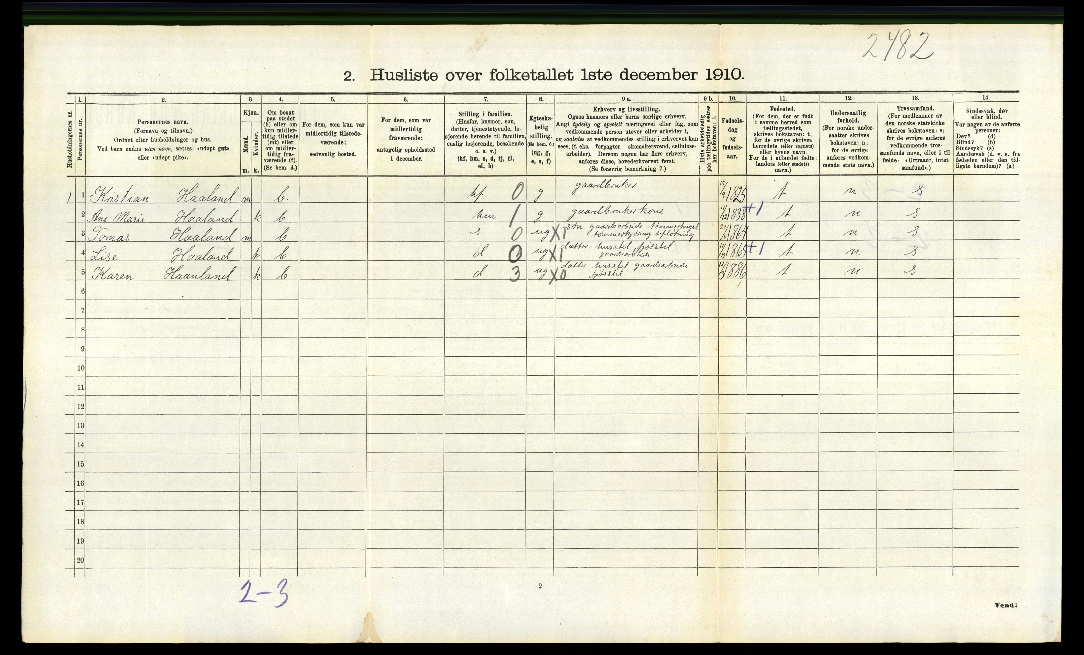 RA, 1910 census for Landvik, 1910, p. 757