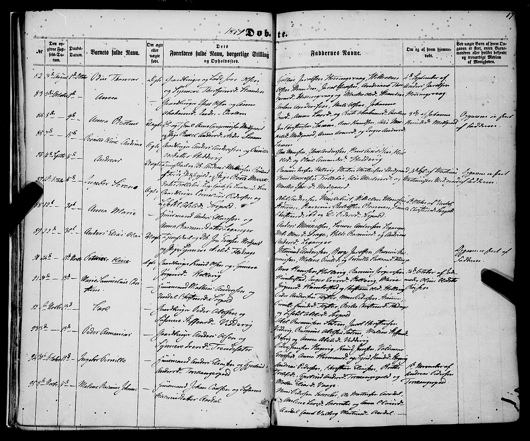 Selje sokneprestembete, SAB/A-99938/H/Ha/Haa/Haaa: Parish register (official) no. A 11, 1858-1870, p. 17