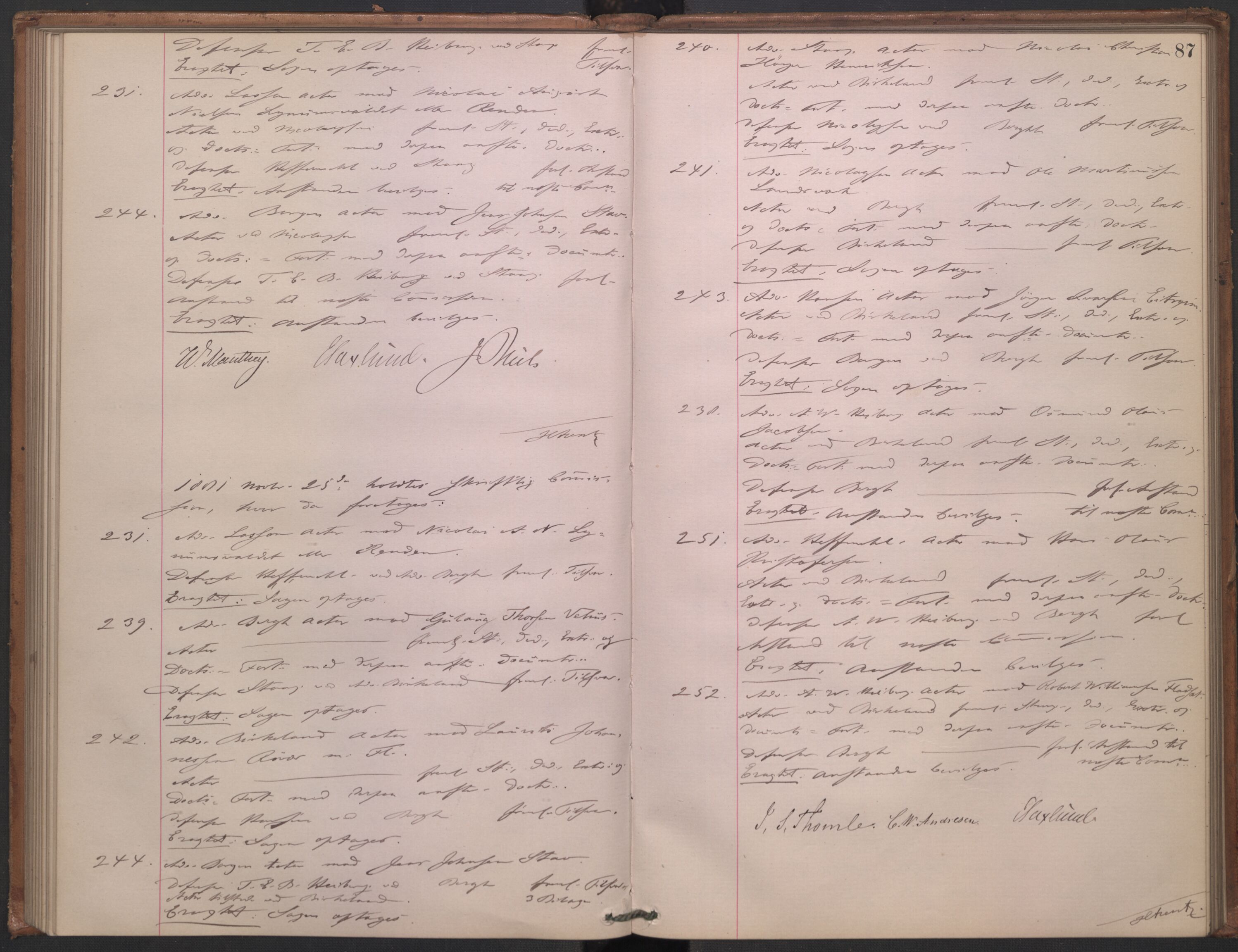 Høyesterett, AV/RA-S-1002/E/Ef/L0014: Protokoll over saker som gikk til skriftlig behandling, 1879-1884, p. 86b-87a