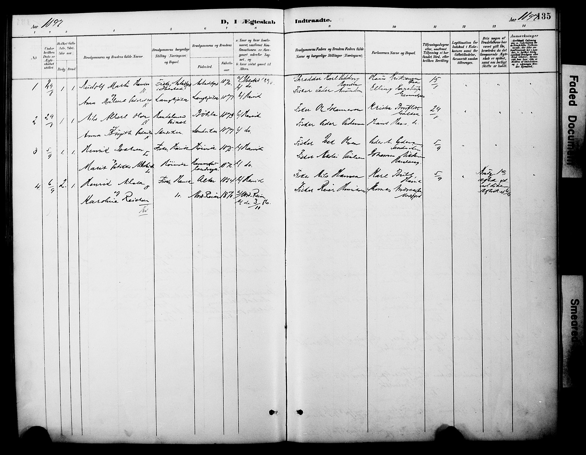 Loppa sokneprestkontor, SATØ/S-1339/H/Ha/L0008kirke: Parish register (official) no. 8, 1889-1907, p. 135