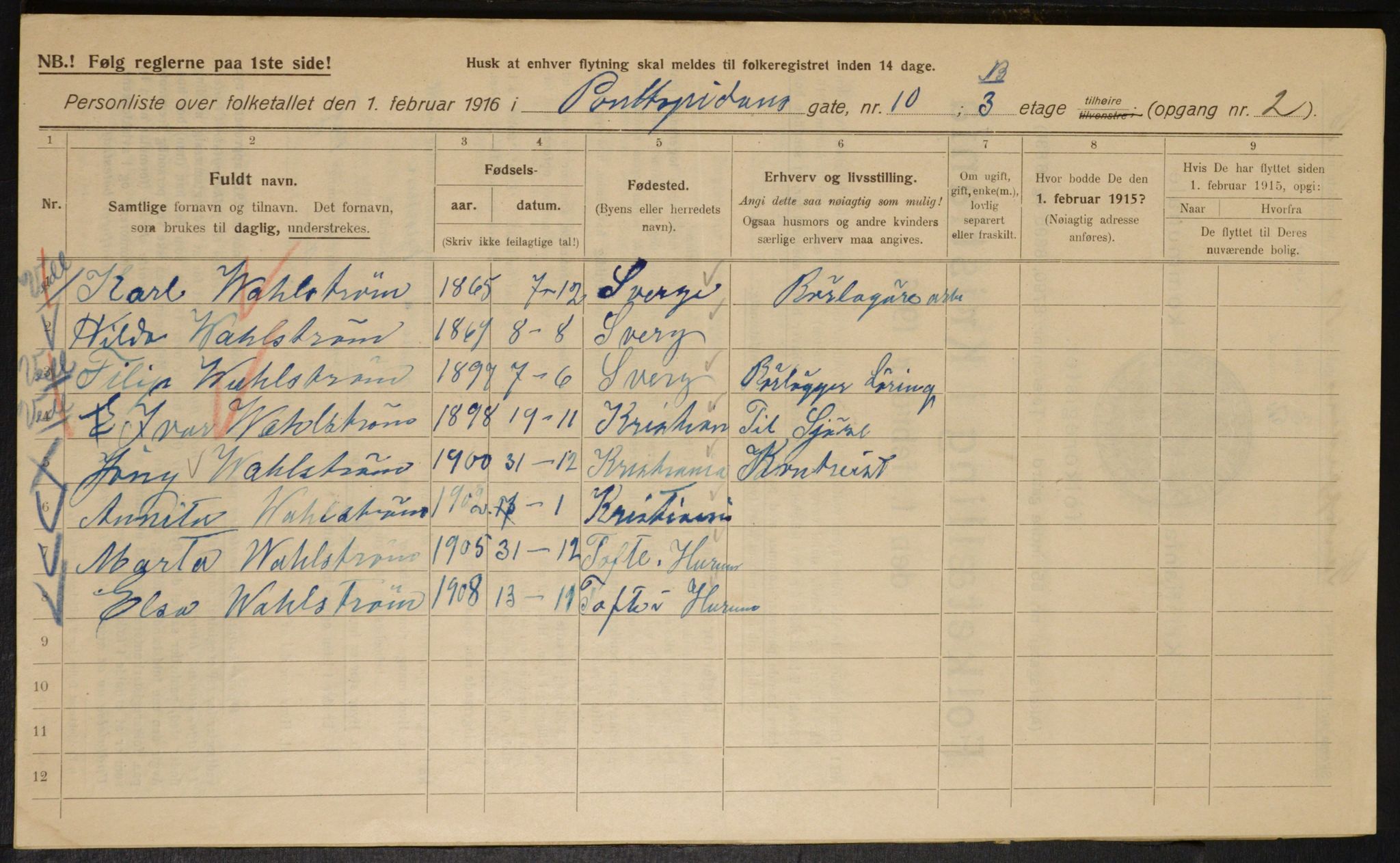 OBA, Municipal Census 1916 for Kristiania, 1916, p. 82873