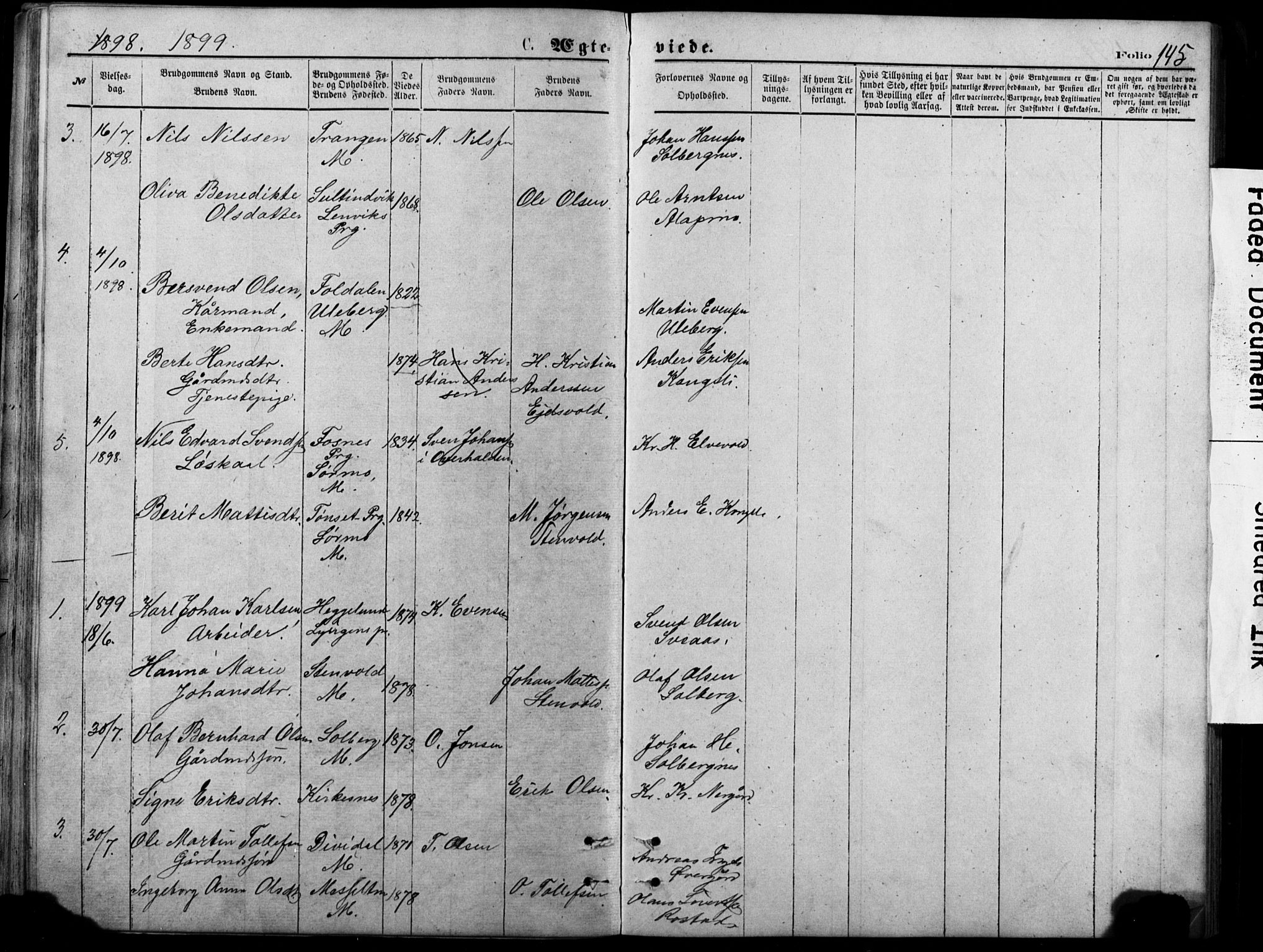 Målselv sokneprestembete, AV/SATØ-S-1311/G/Ga/Gab/L0011klokker: Parish register (copy) no. 11, 1871-1900, p. 145