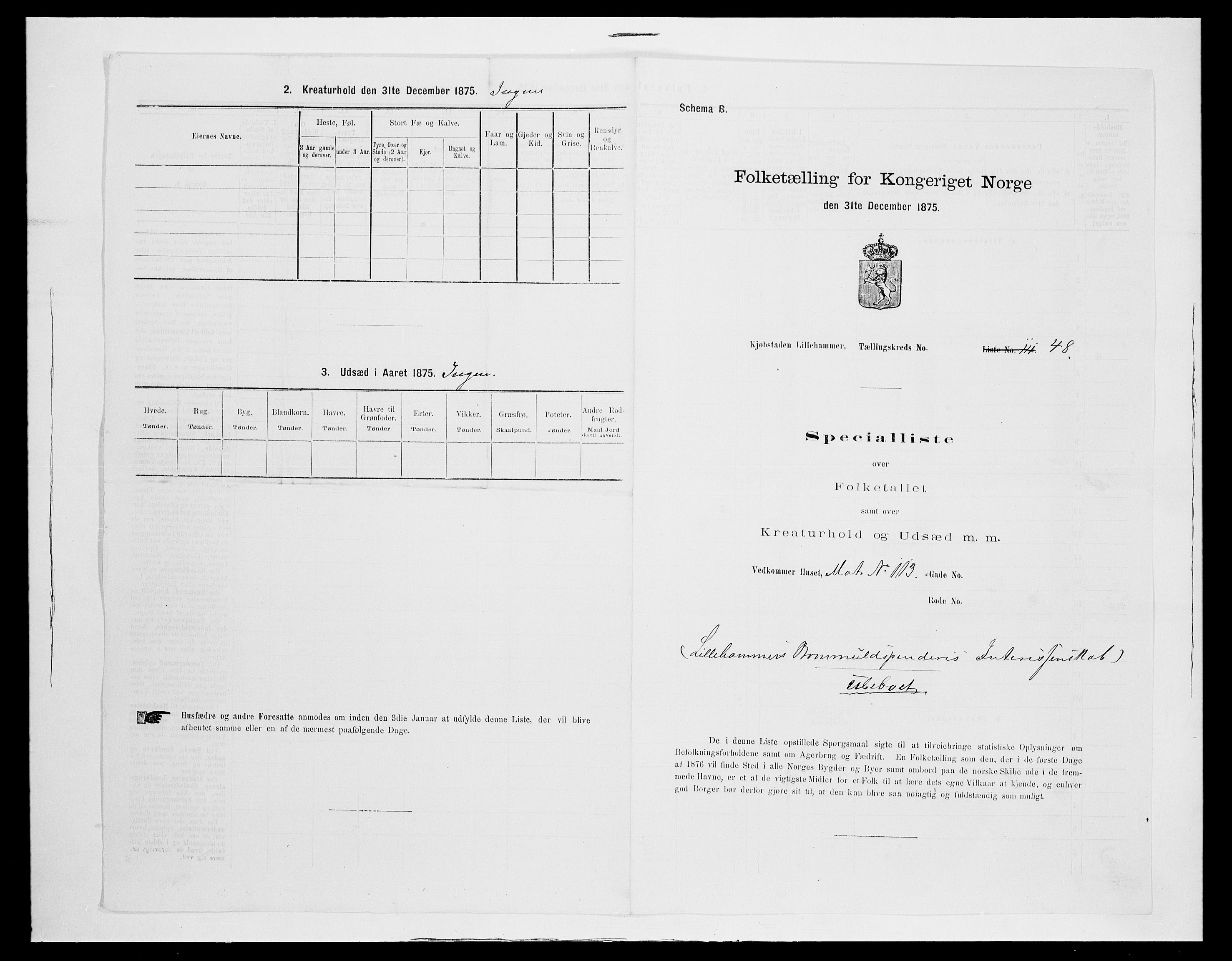 SAH, 1875 census for 0501B Fåberg/Lillehammer, 1875, p. 107