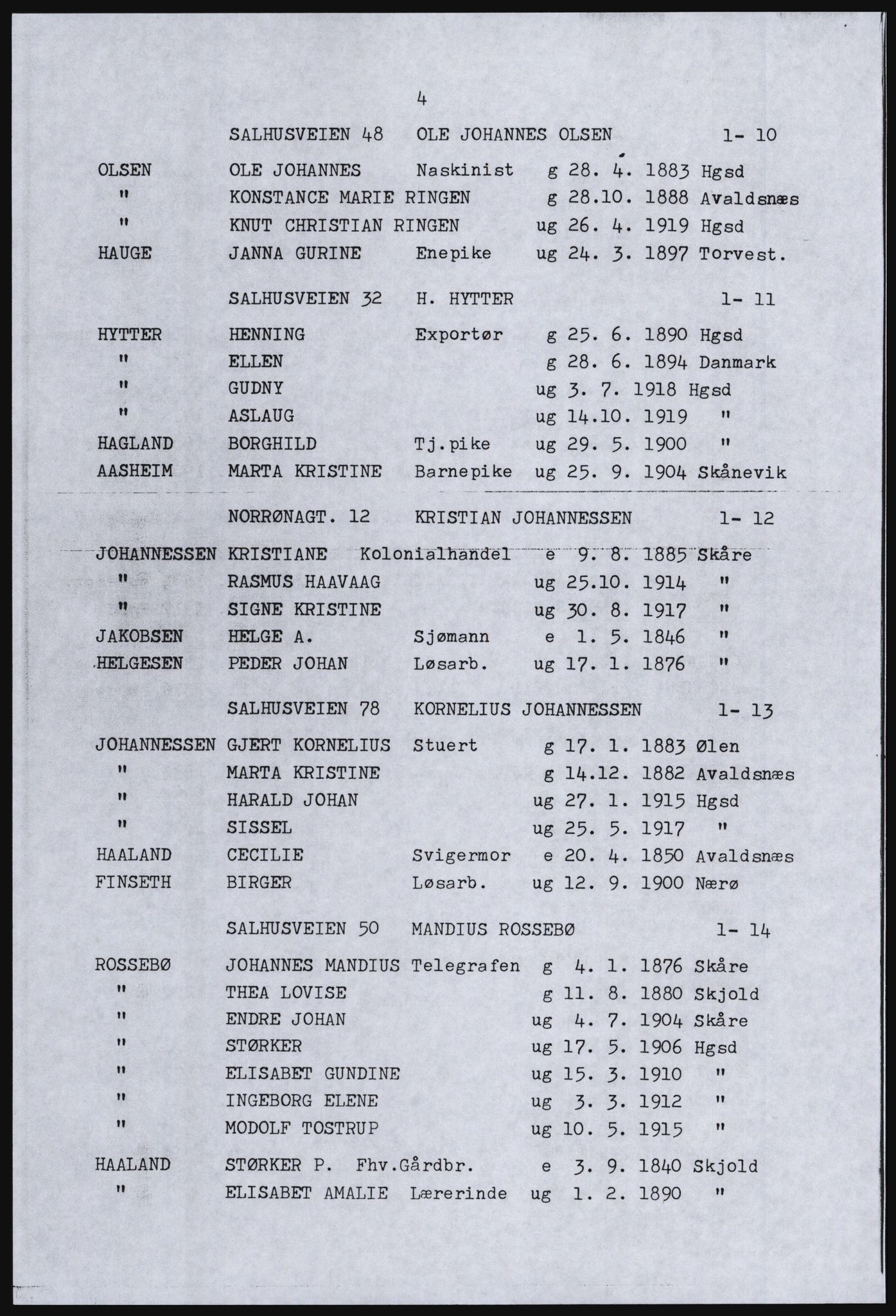 SAST, Copy of 1920 census for Haugesund, 1920, p. 34