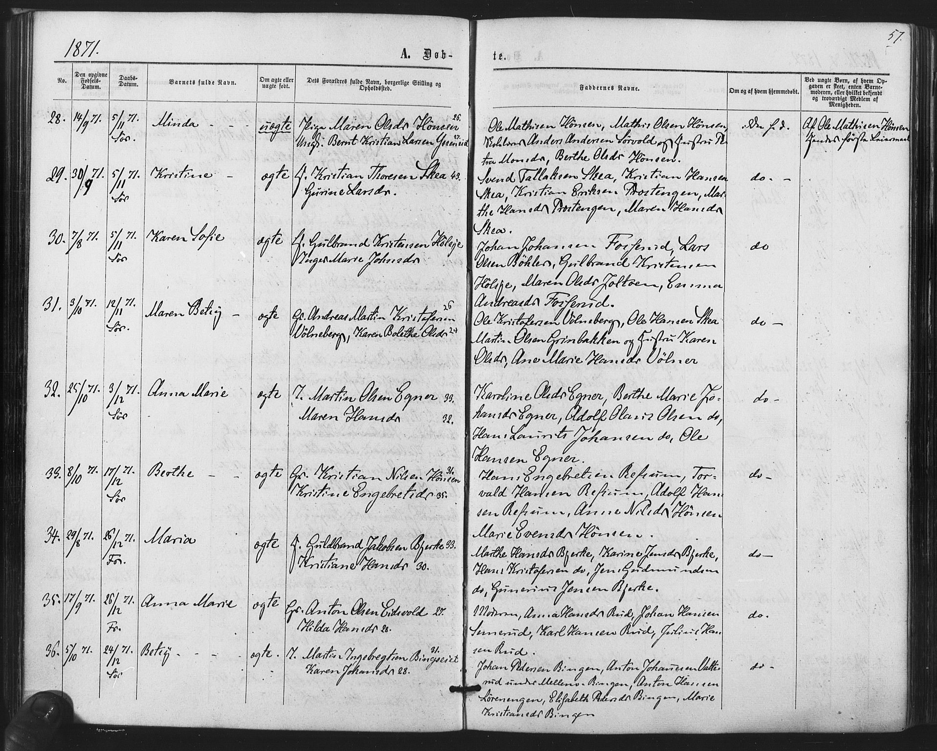 Sørum prestekontor Kirkebøker, AV/SAO-A-10303/F/Fa/L0006: Parish register (official) no. I 6, 1864-1877, p. 57