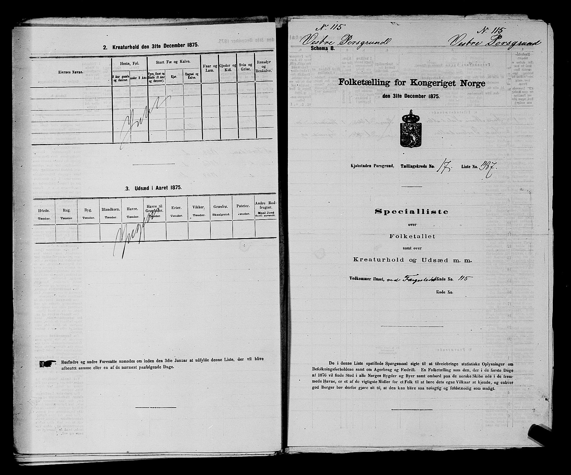 SAKO, 1875 census for 0805P Porsgrunn, 1875, p. 871