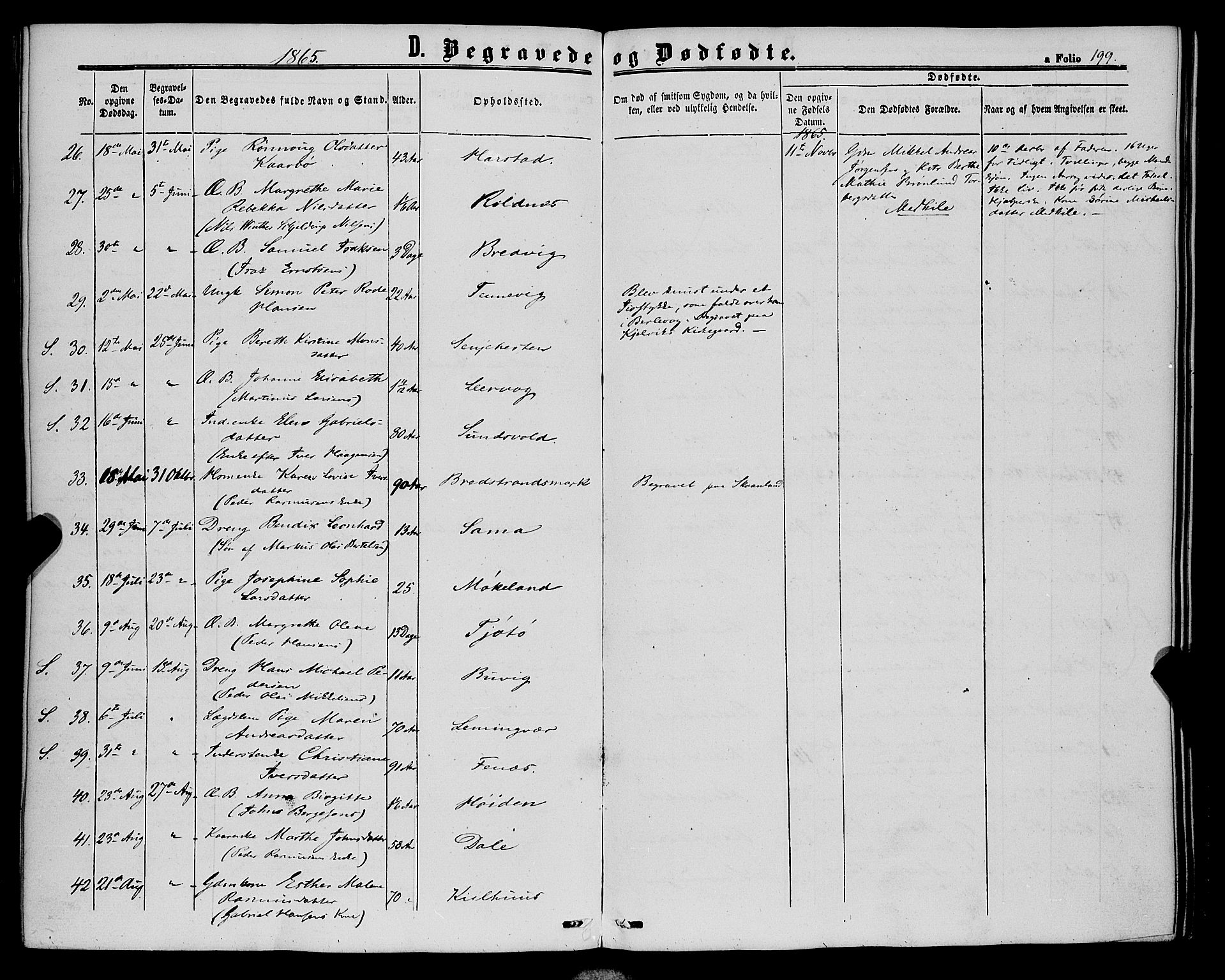 Trondenes sokneprestkontor, AV/SATØ-S-1319/H/Ha/L0012kirke: Parish register (official) no. 12, 1863-1870, p. 199