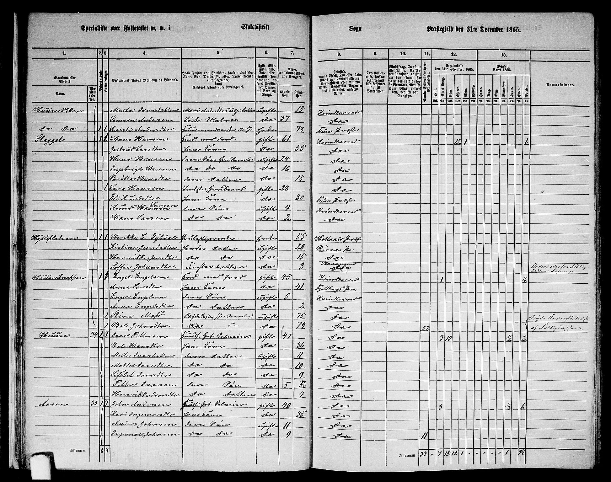 RA, 1865 census for Kvinnherad, 1865, p. 30