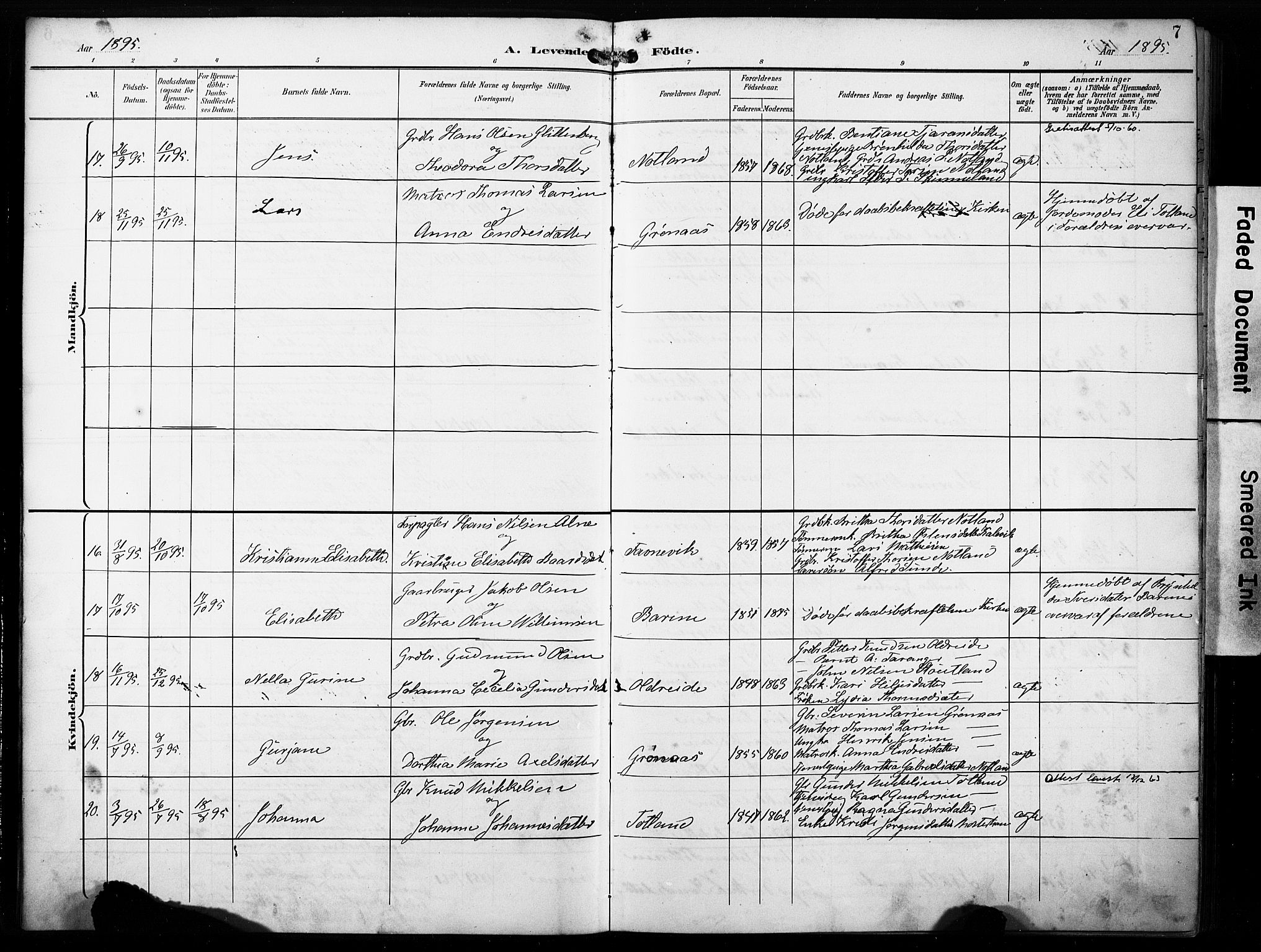 Finnås sokneprestembete, AV/SAB-A-99925/H/Ha/Haa/Haab/L0002: Parish register (official) no. B 2, 1895-1906, p. 7