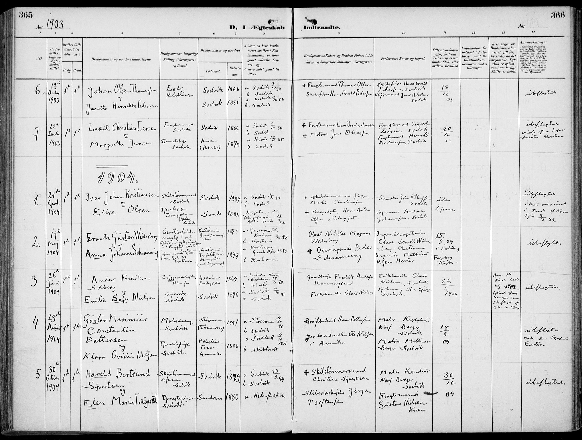 Strømm kirkebøker, AV/SAKO-A-322/F/Fb/L0002: Parish register (official) no. II 2, 1900-1919, p. 365-366