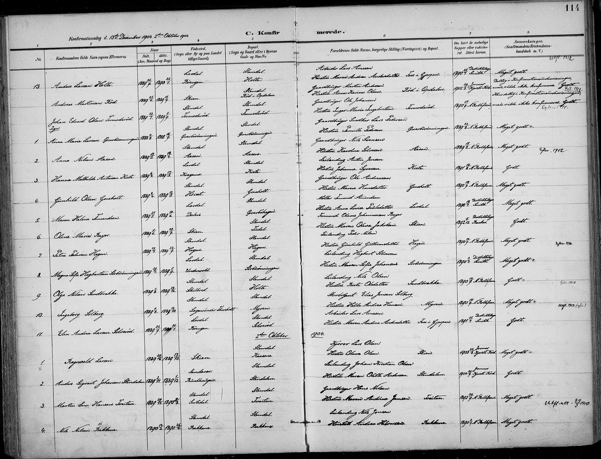 Siljan kirkebøker, AV/SAKO-A-300/F/Fa/L0003: Parish register (official) no. 3, 1896-1910, p. 114