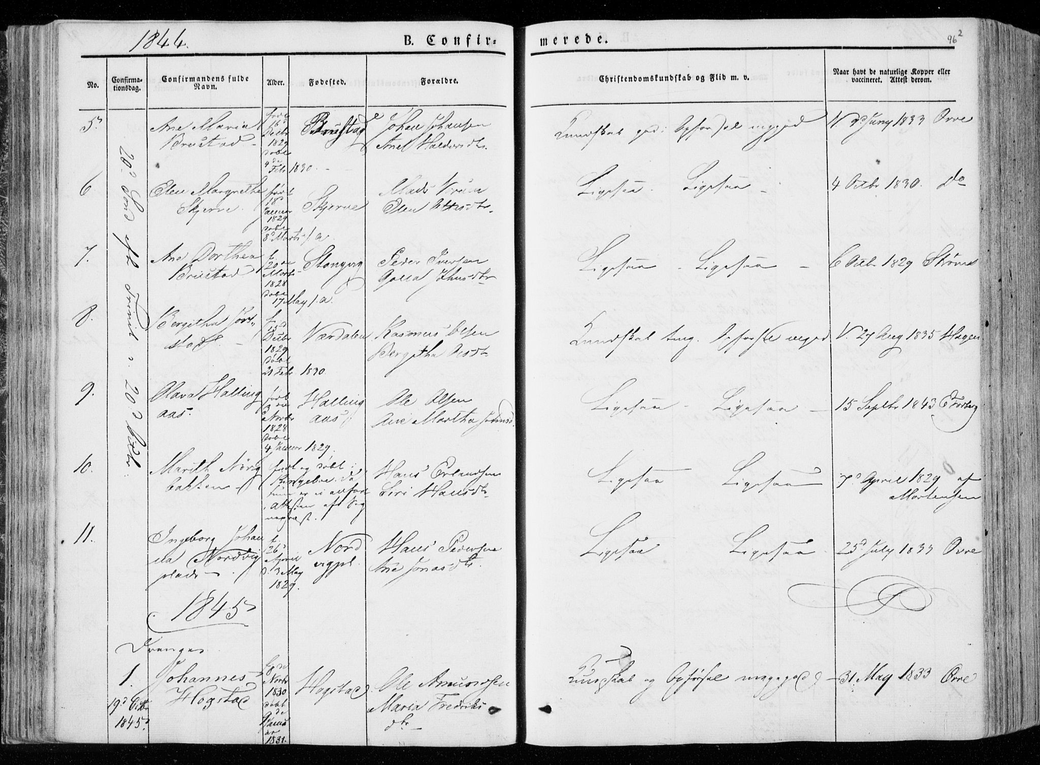 Ministerialprotokoller, klokkerbøker og fødselsregistre - Nord-Trøndelag, SAT/A-1458/722/L0218: Parish register (official) no. 722A05, 1843-1868, p. 96b