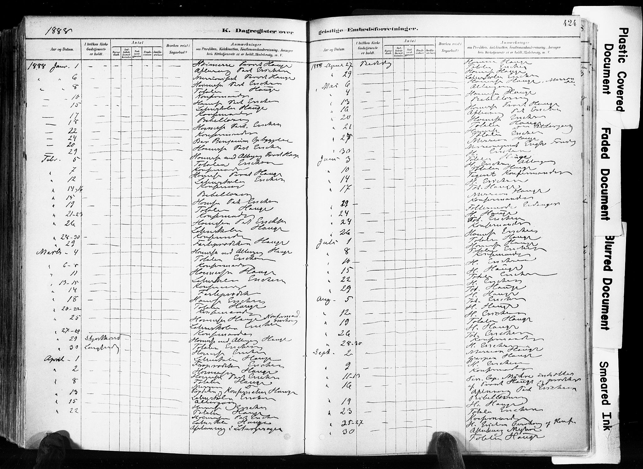 Skien kirkebøker, SAKO/A-302/F/Fa/L0009: Parish register (official) no. 9, 1878-1890, p. 424