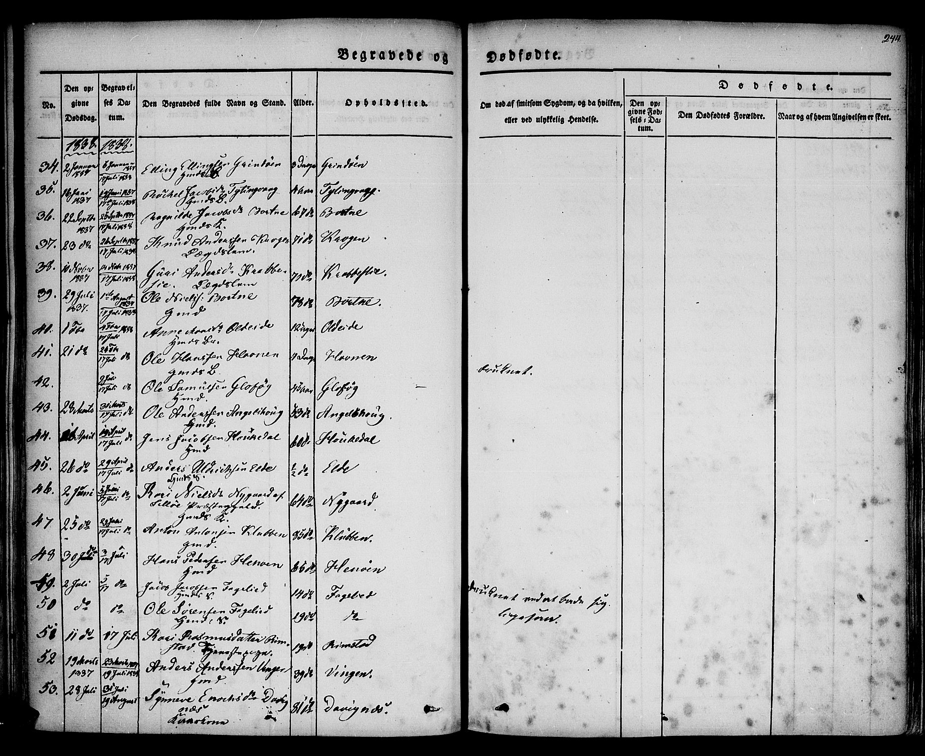 Davik sokneprestembete, AV/SAB-A-79701/H/Haa/Haaa/L0004: Parish register (official) no. A 4, 1830-1849, p. 244